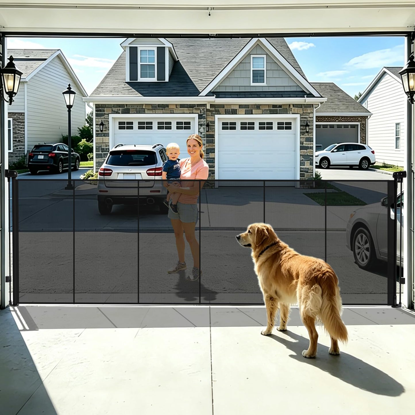 200" Retractable Baby Gates Extra Wide for Large Opening, 41" Extra Tall Retractable Dog Gate Pet Gates, Long Child Safety Mesh Gate with Fiberglass Rods for Stairs, Doorways, Hallways, Indoor/Outdoor