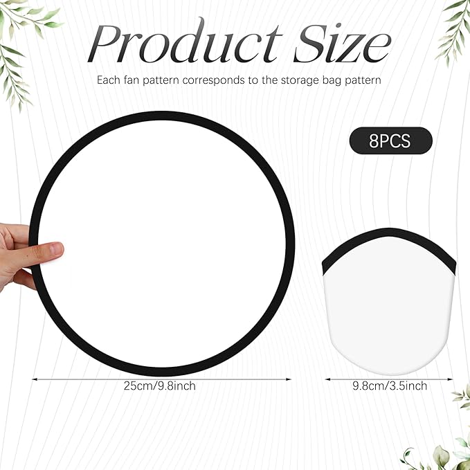 Gejoy Foldable Flying Disc Fans Bulk with Bags 9.8 Inch DIY Sublimation Handheld Cooling Fan Beach Flying Disc for Summer Outdoor Games Activities Birthday Wedding Party Favors