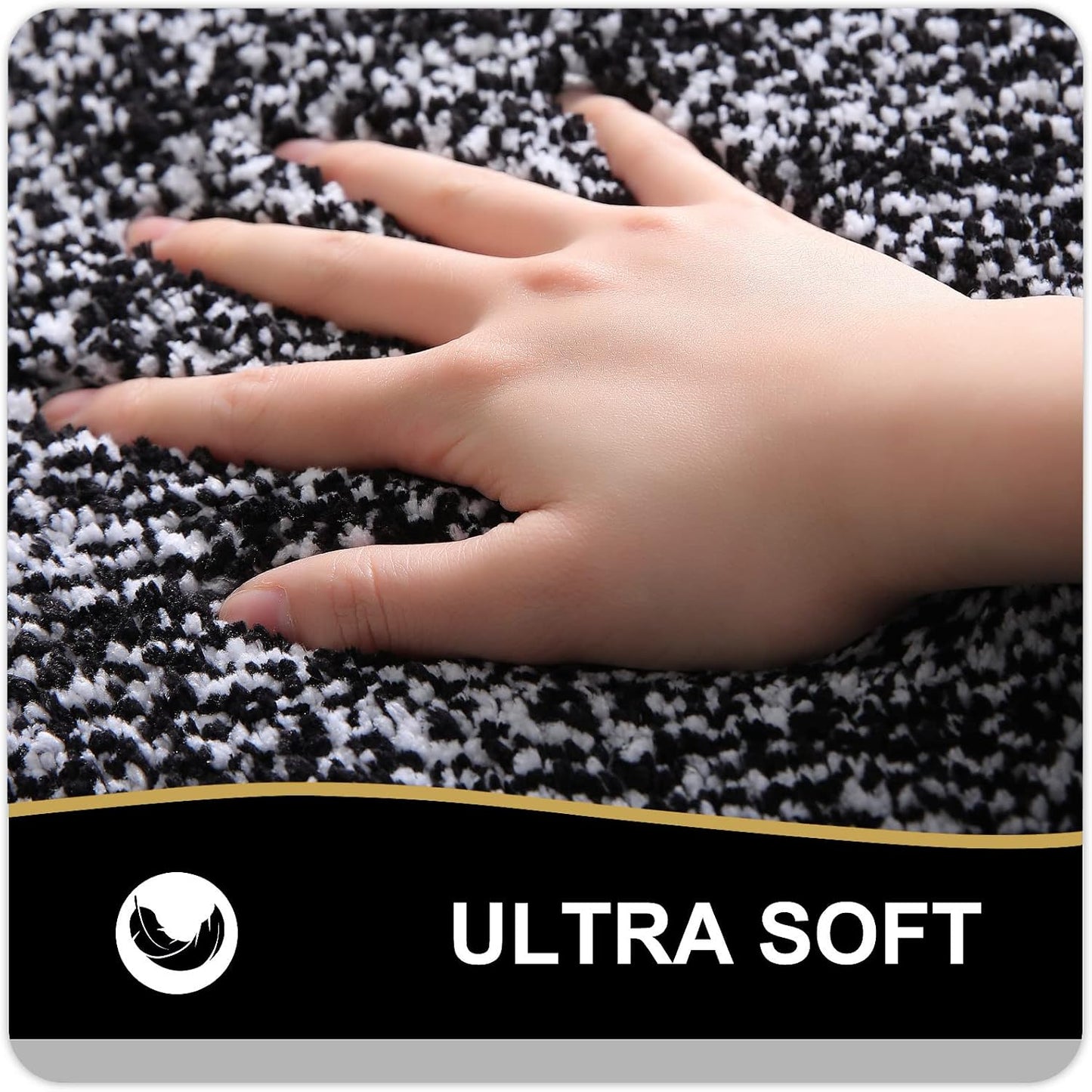 OLANLY Microfiber Bath Rugs - Extra Soft & Absorbent Non-Slip Mats | 24x16 Black, Machine Washable