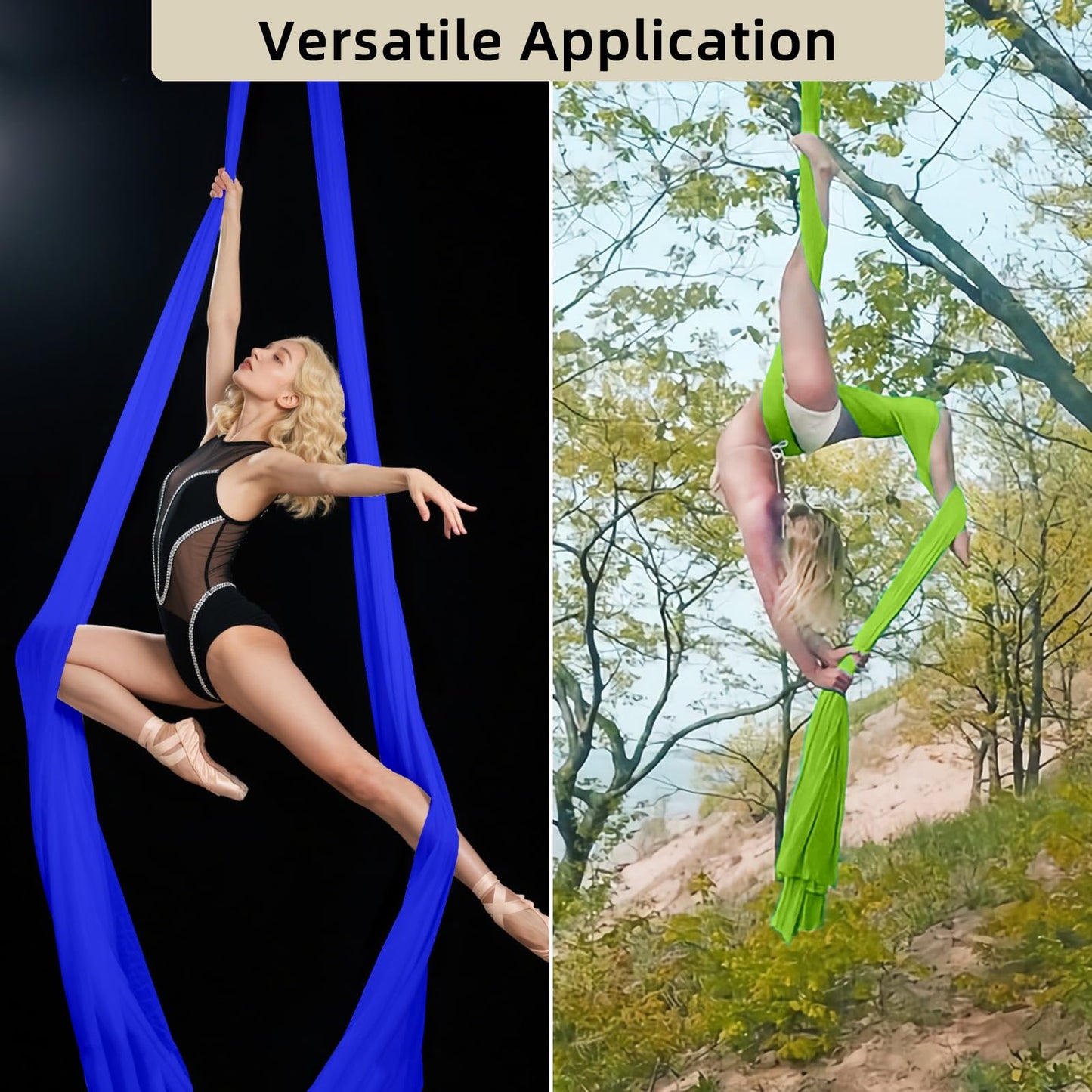PRIORMAN Aerial Silks Fabric, 9 Yards(8.2mL x 1.5mW) 40D Nylon Medium Stretch Yoga Swing for Acrobatic Flying, Durable Aerial Trapeze for Home, Boost Strength Balance (Fabric Only)
