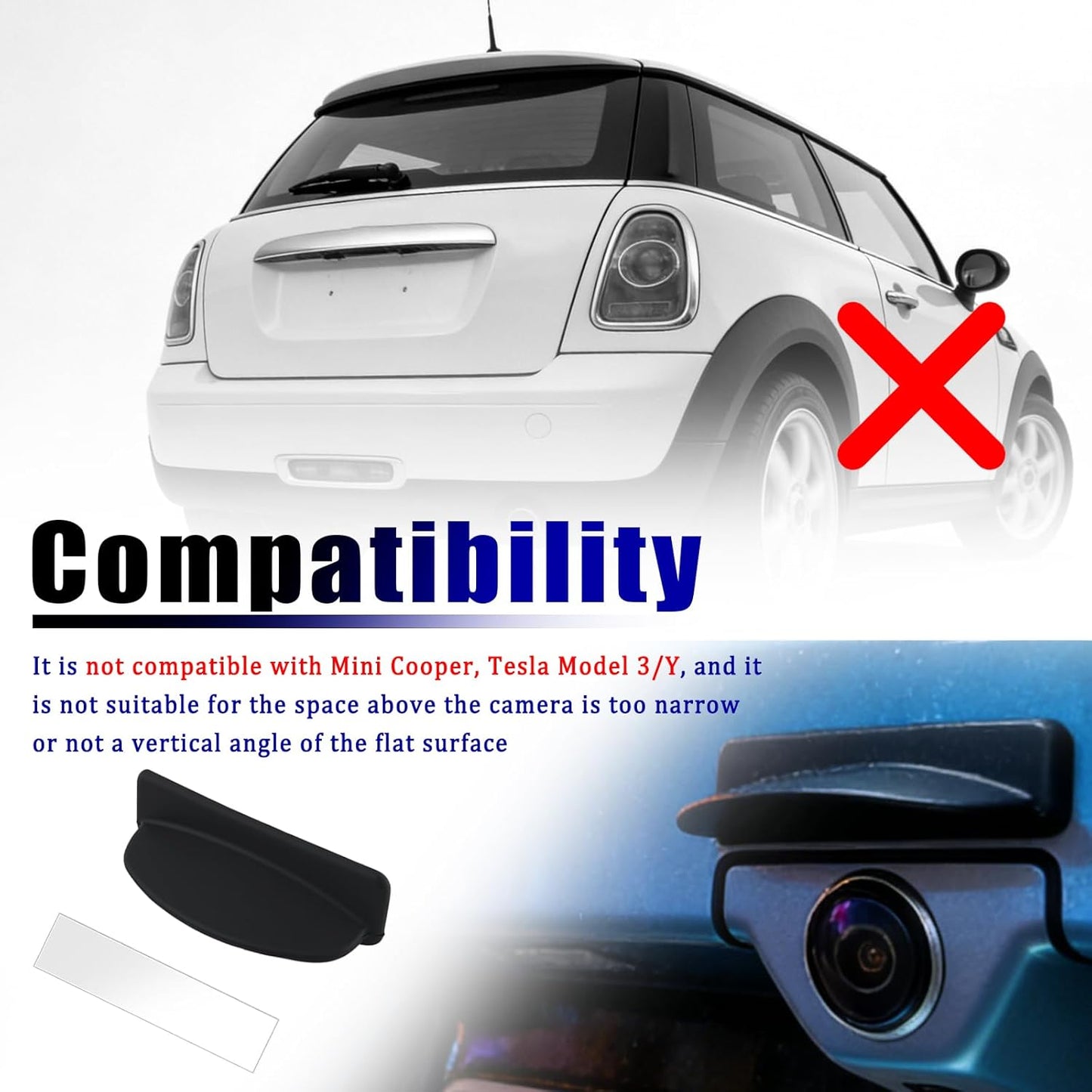 Turcee New Car Backup Camera Rain Shield,Self-Adhesive Car Reverse Camera Rain Cover with Extended Protection