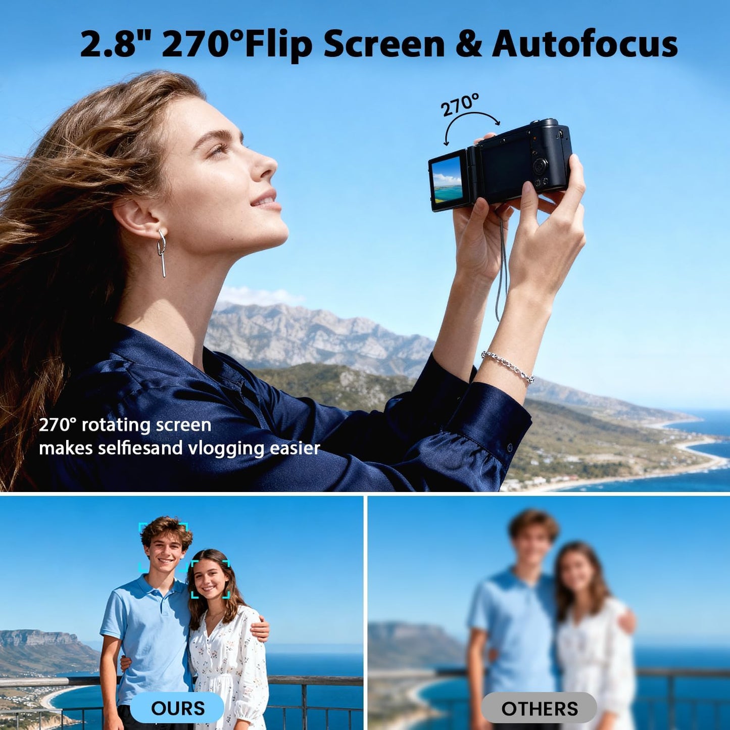 FIREFOTO 4K 18X Digital Cameras for Photography, Compact Vlogging Camera with Flip Screen, Digital Zoom YouTube Camera