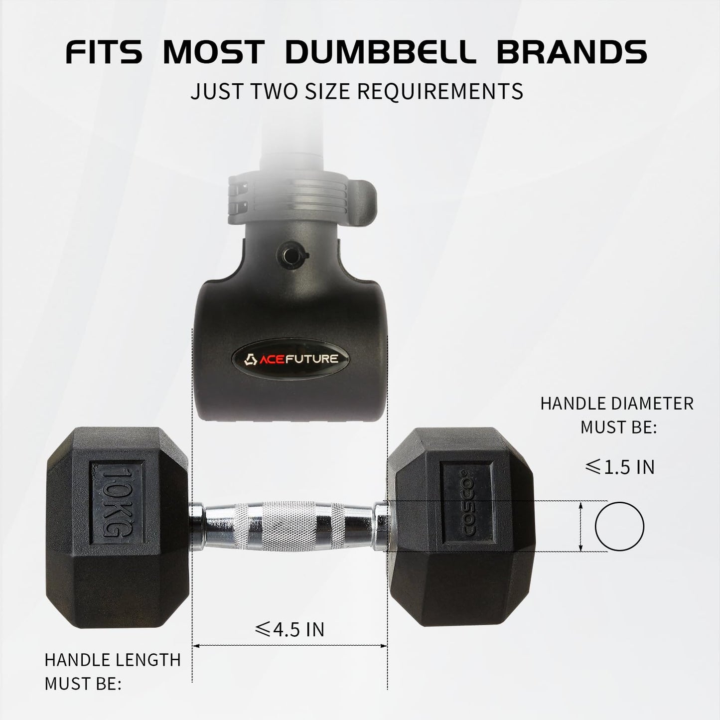 Acefuture Hyperbell Dumbbell Converter - Convert Dumbbells to Barbell Set and Kettlebell for Home Fitness - Adjustable & Up to 200 lb Capacity Weight Barbell for Weight Lifting (Barbell Converter)