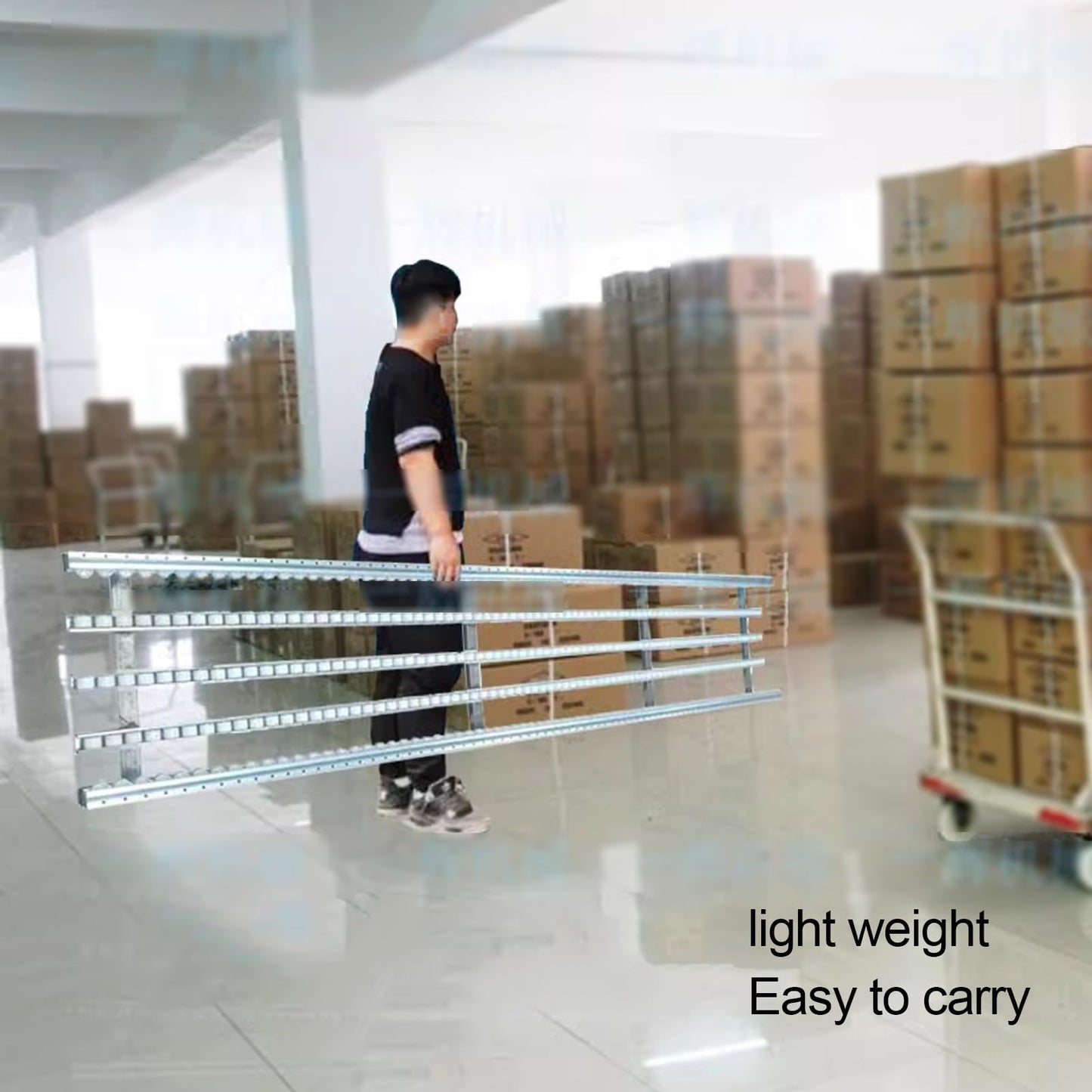 Light-Duty Conveyor - Unpowered Roller Slides with ABS Plastic Rollers & Stainless Steel Frame for Easy Beverage & Water Carton Transportation, Silver (W) 40