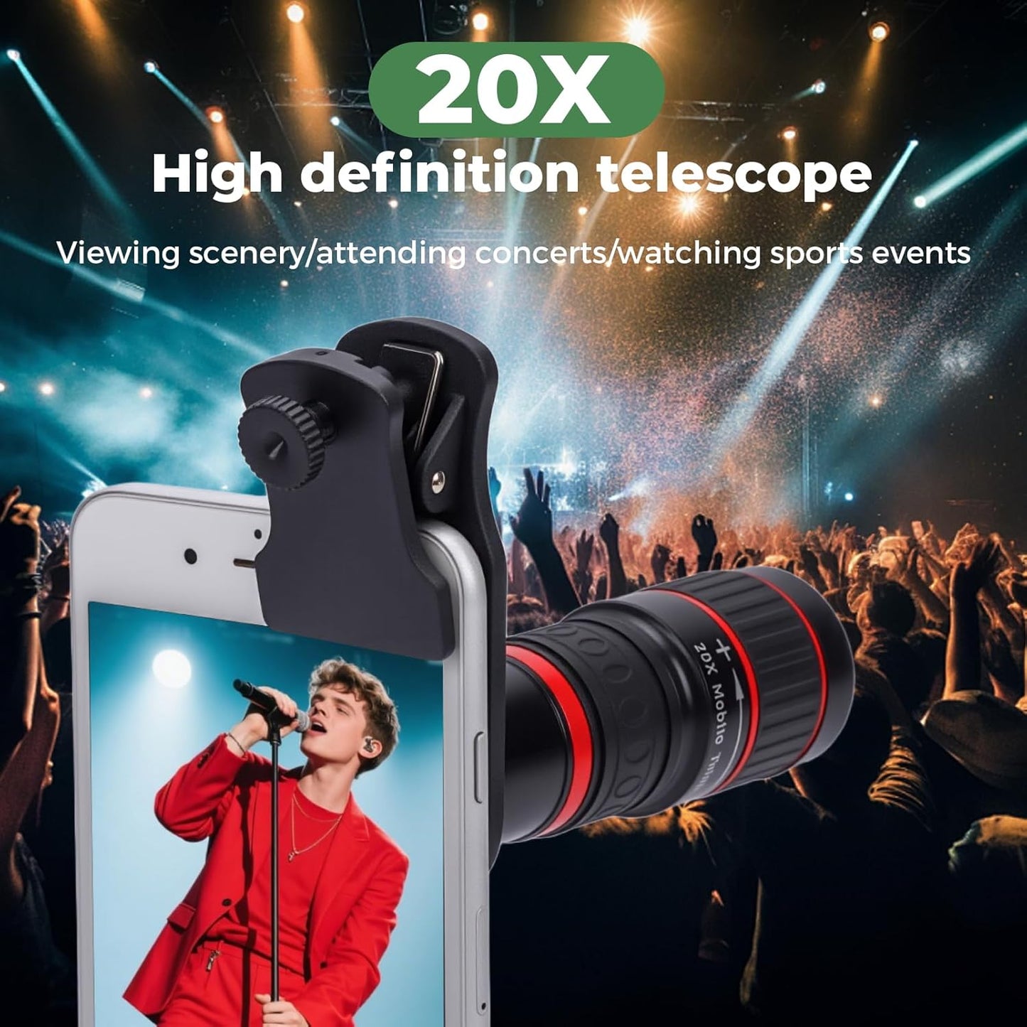 Acouto 20X Telephoto Lens for Smartphones - Black