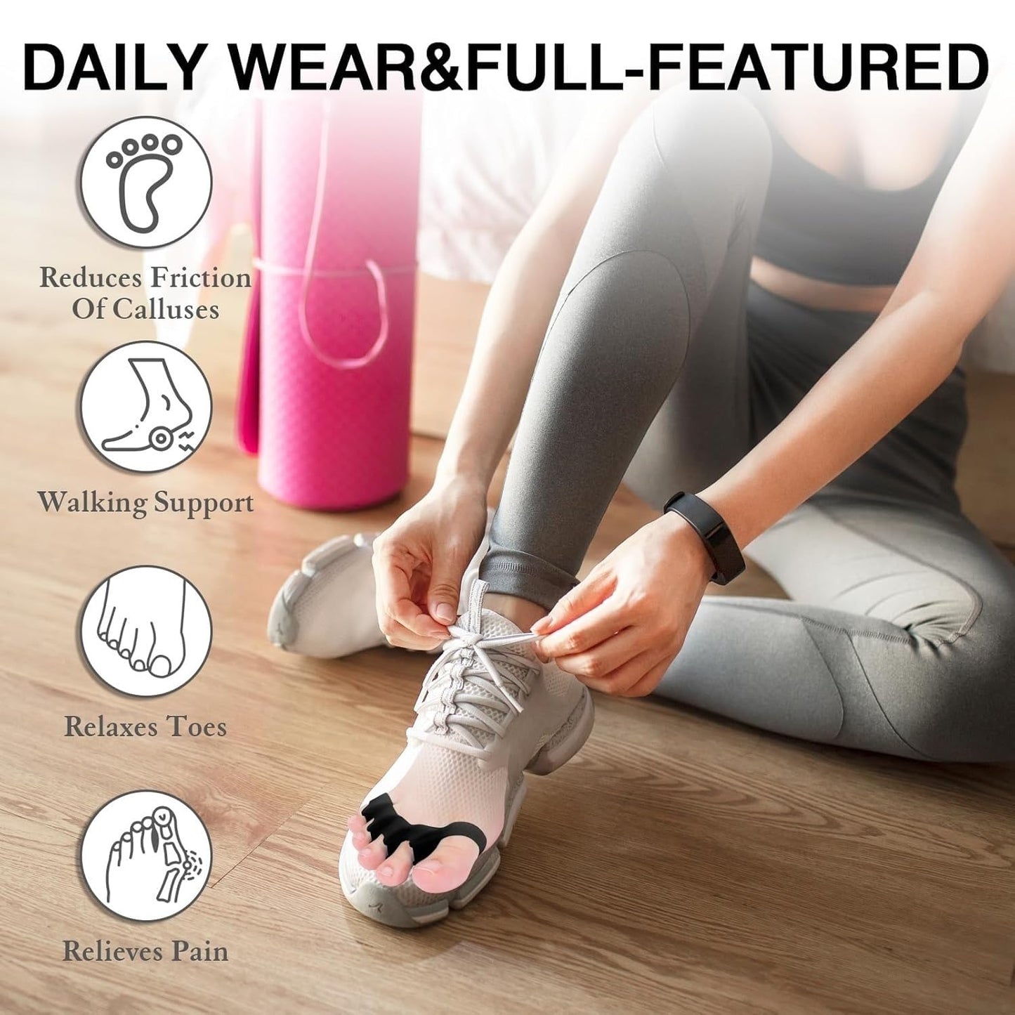 sundpik 2PCS Toe Spacers for Women and Men, Toe Separators for Pedicure, Bunion Corrector, Hammer Toe Straightener, Plantar Fasciitis, Toe Spreaders for Foot Pain Relief and Foot Health.