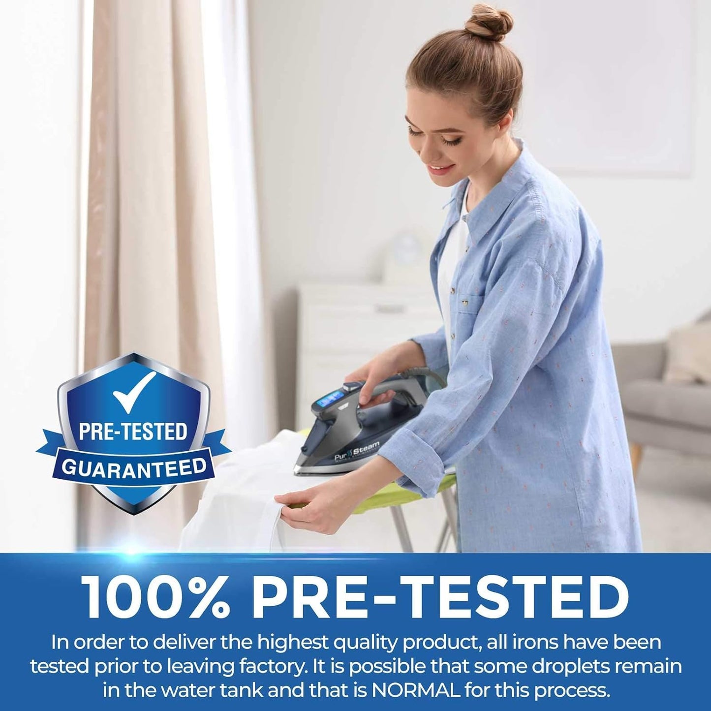 Pursteam Steam Iron - 1800W Power, LCD Screen, Nonstick Ceramic Soleplate | Auto Shutoff & Self-Cleaning