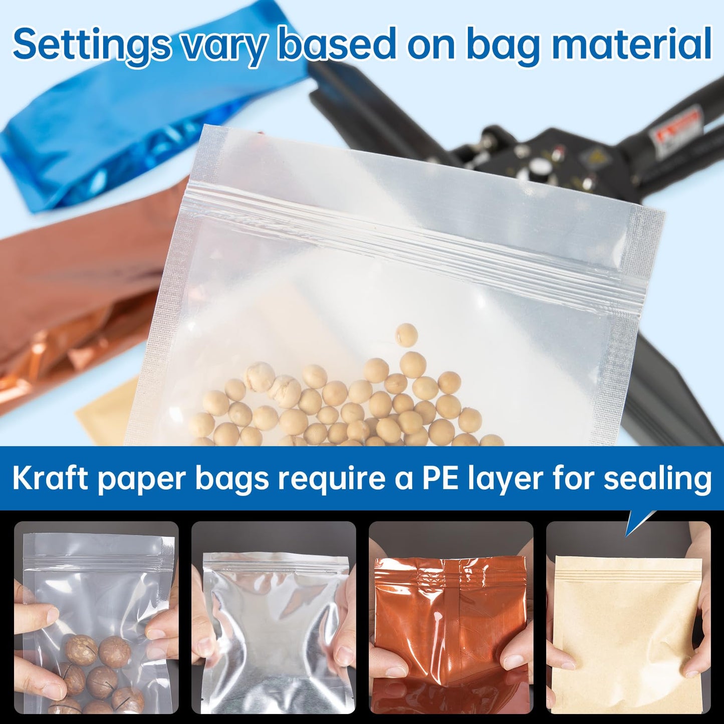 R-PACK Portable Hand Held Heat Sealer Machine-R-PACK FKR-400DF, 16 Inches, For Foil Bag, Kraft Bag, Mylar Bags（Black）