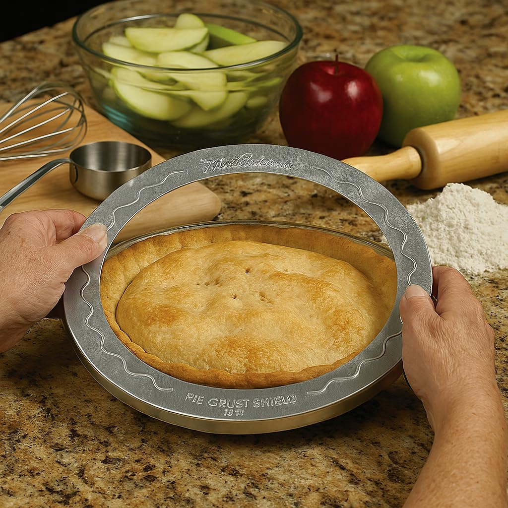 Mrs. Anderson's Baking Pie Crust Protector Shield, Set Of 2, Fits 9.5-Inch And 10-Inch Pie Plates, Prevents Over-Browning And Spills