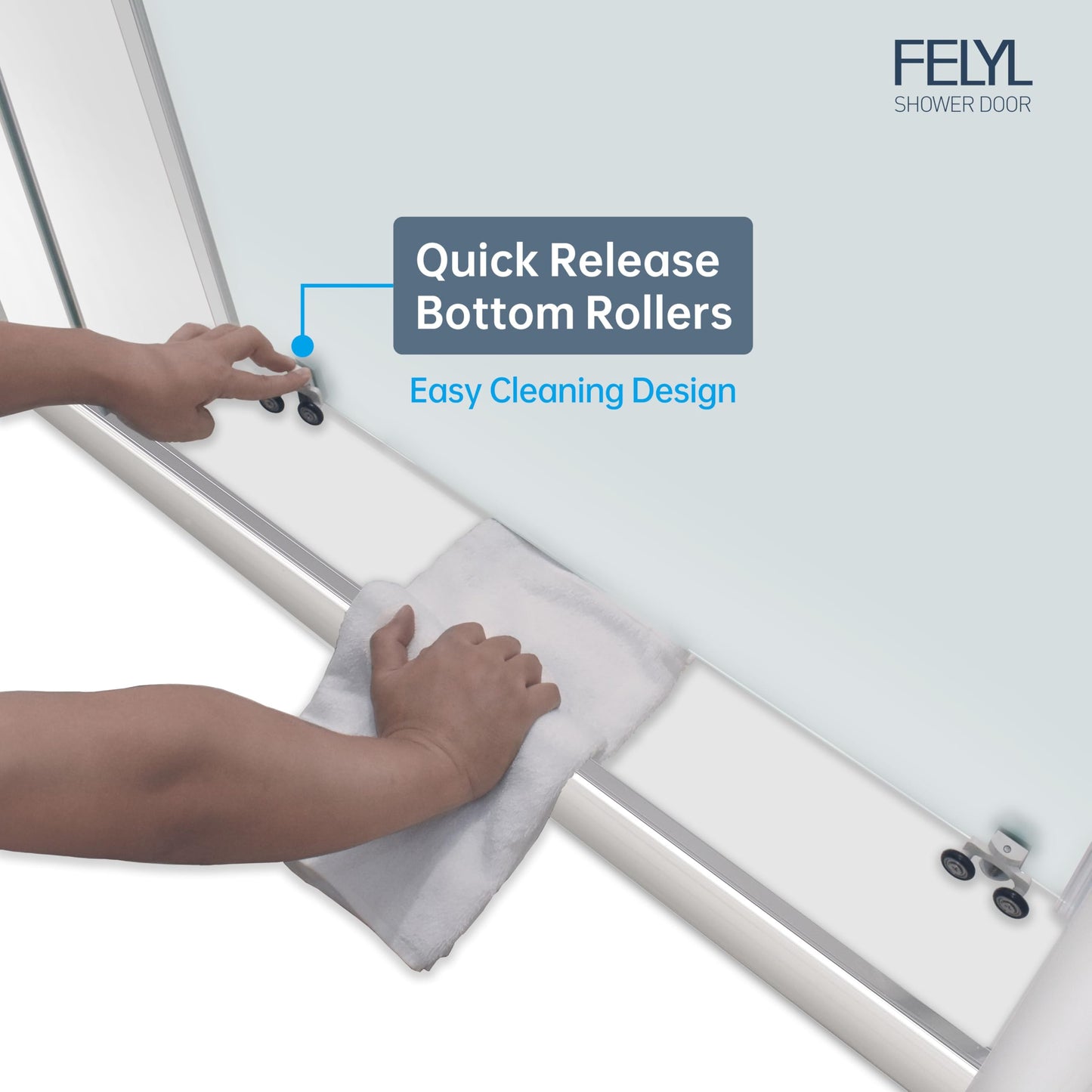 FELYL Frosted 72" Sliding Shower Door 67-72" W x 72" H, Chrome Finish, Single Sliding Door, Framed, 1/4" (6mm) SGCC Tempered Glass, Reversible Installation