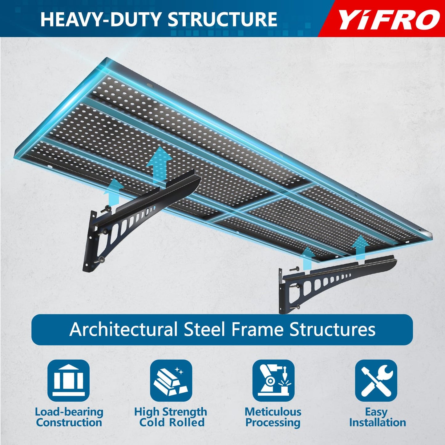 YIFRO 2-Pack 1.5x4ft Heavy Duty Garage Wall Shelving, 500 lbs Load Capacity, Garage Shelving Wall Mounted, Garage Storage Rack with Hooks, Black