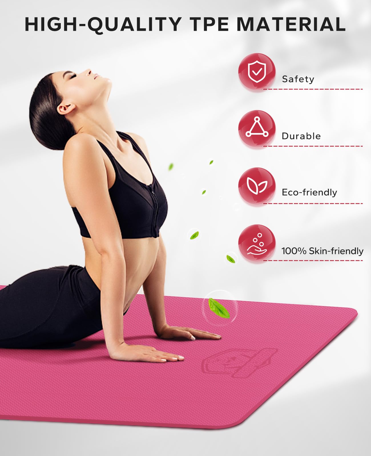 HAPBEAR Extra Large Yoga Mat - 72"x48"x6mm (1/4 inch), Non-Slip, Durable,Thick Wide Exercise Mat for Home Workouts, Yoga, Pilates, Stretching and Cardio Workouts