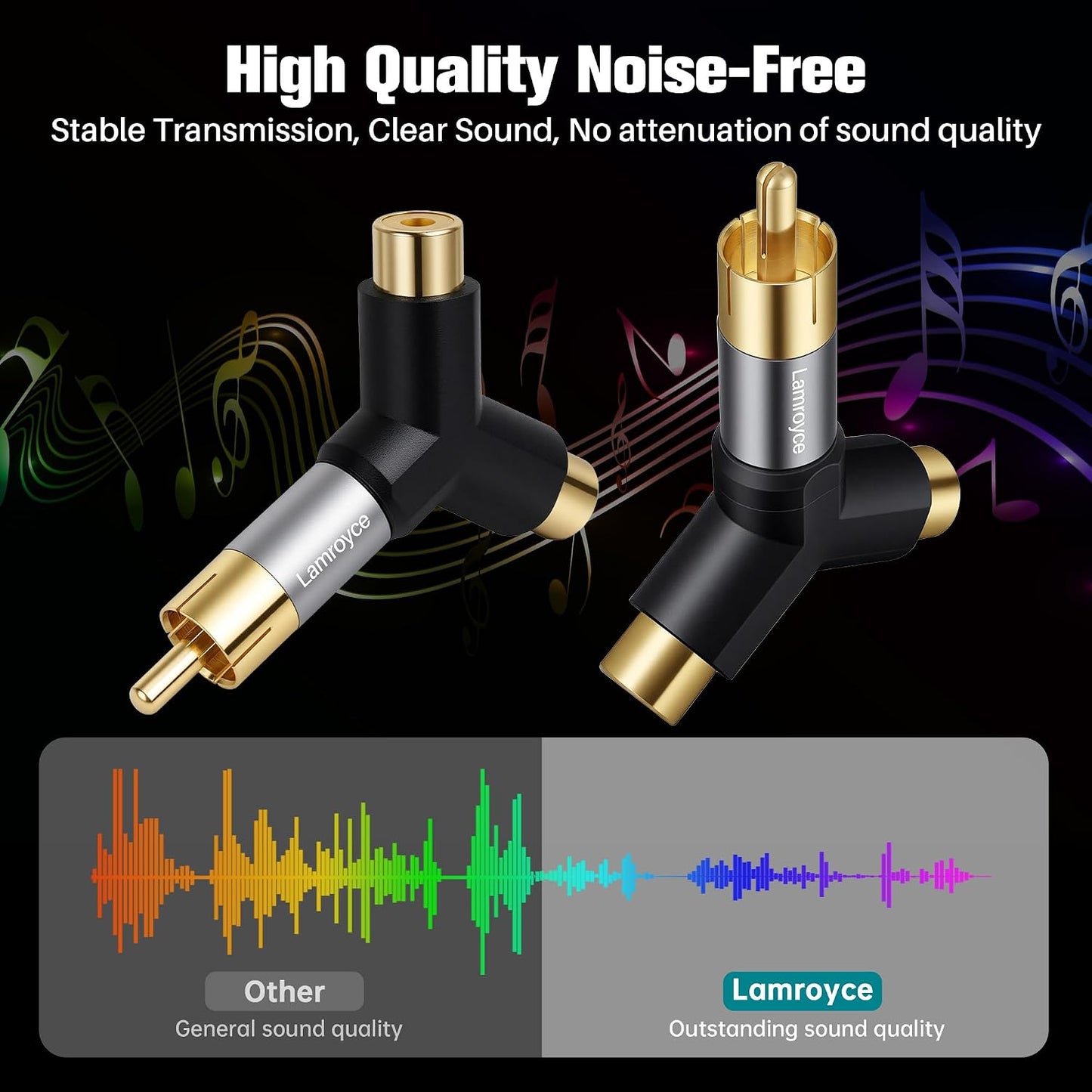 Lamroyce 2 Pack,1 2 RCA Y-Splitter Adapter RCA Male to RCA Female Stereo Audio Subwoofer Car Audio Extension Metal