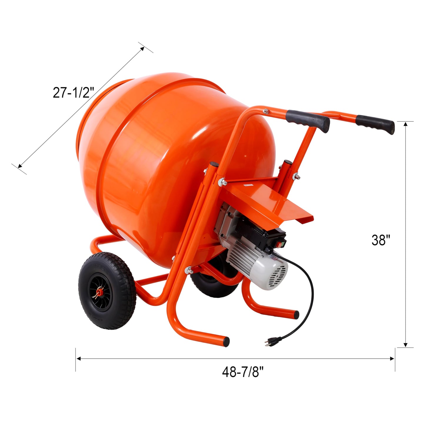 LANTRO JS Electric Concrete Mixer, 224L 8CU FT 115V/60HZ Horizontal Wheel Barrow Portable Cement Mixer Machine for Mortar, Stucco and Fodder