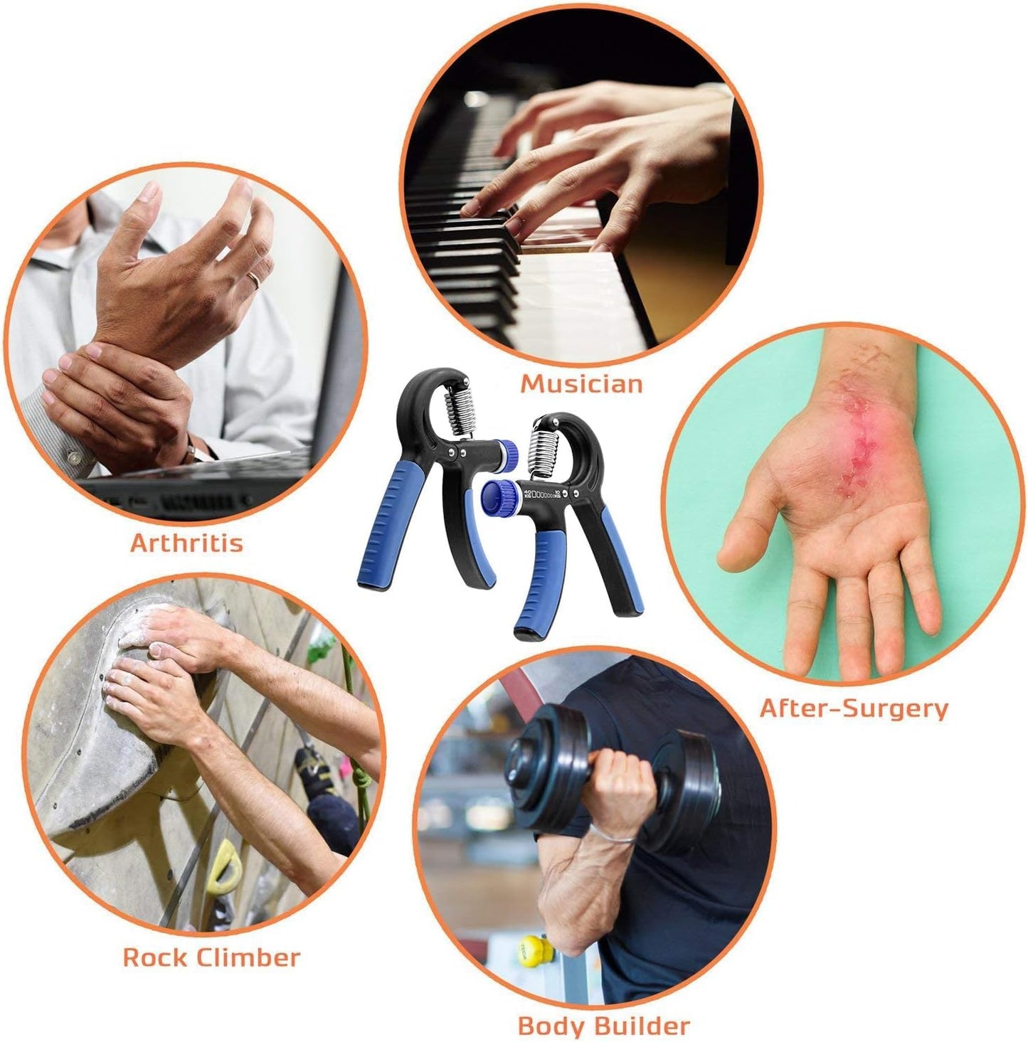 Grip Strength Trainer Hand Gripper Exerciser Strengthener with Adjustable Resistance 22-90 Lbs (10-40kg), Forearm Finger Strengthener Hand Exerciser for Muscle Building and Injury Rehabilitation