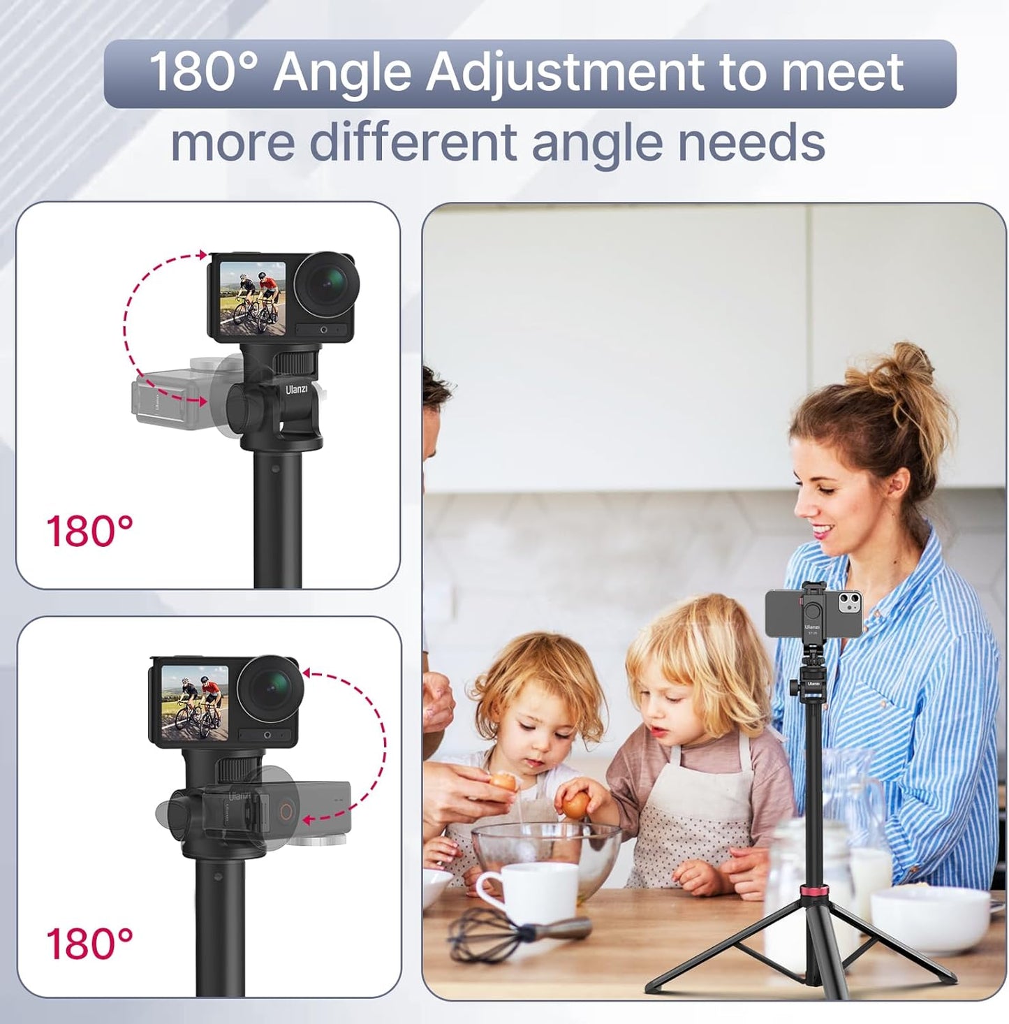 ULANZI MT-79 81" 1/4" 180 2.2lb Extendable Tripod Aluminum Portable Adjustable Light Stand w Screw, Rotation Camera