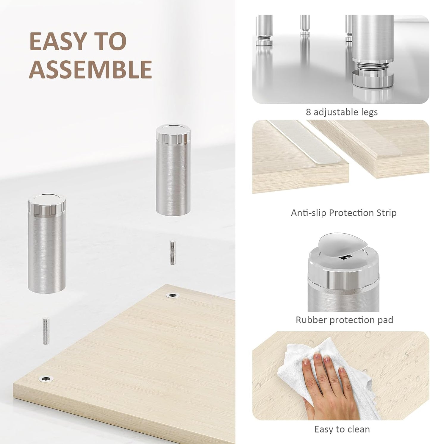 2 AX Waber Dual Monitor Riser - Adjustable Length & Angle, Wooden Stand for Monitors with Storage