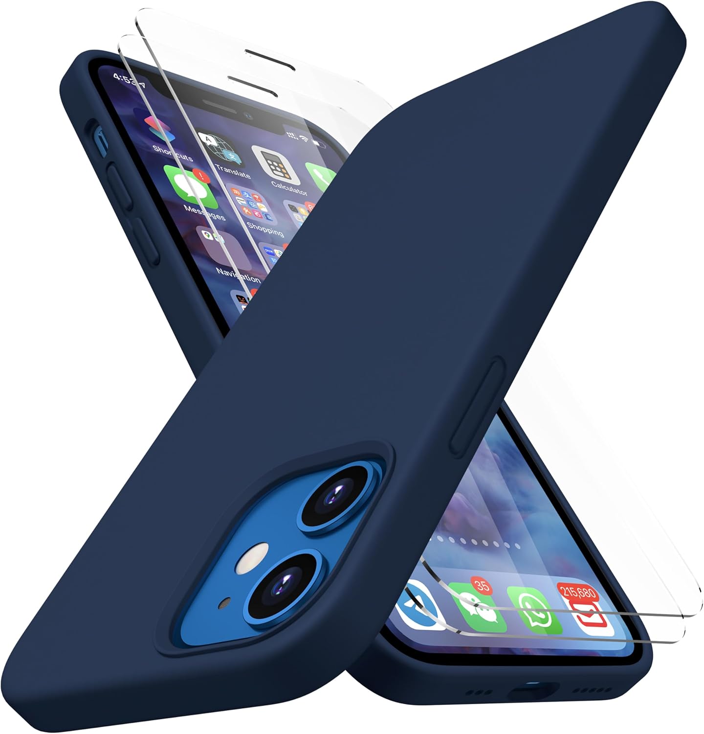 CellEver 12/12 Heavy-Duty Silicone Case for iPhone Pro - Two Shatterproof Glass Screen Protectors, Military Drop
