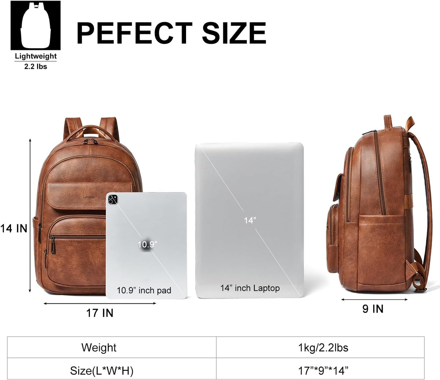 37L Backpack Backpack BackPack Daypack Backpack Leresas Vegan Leather Purse for Women Mens Travel Work Laptop Teacher