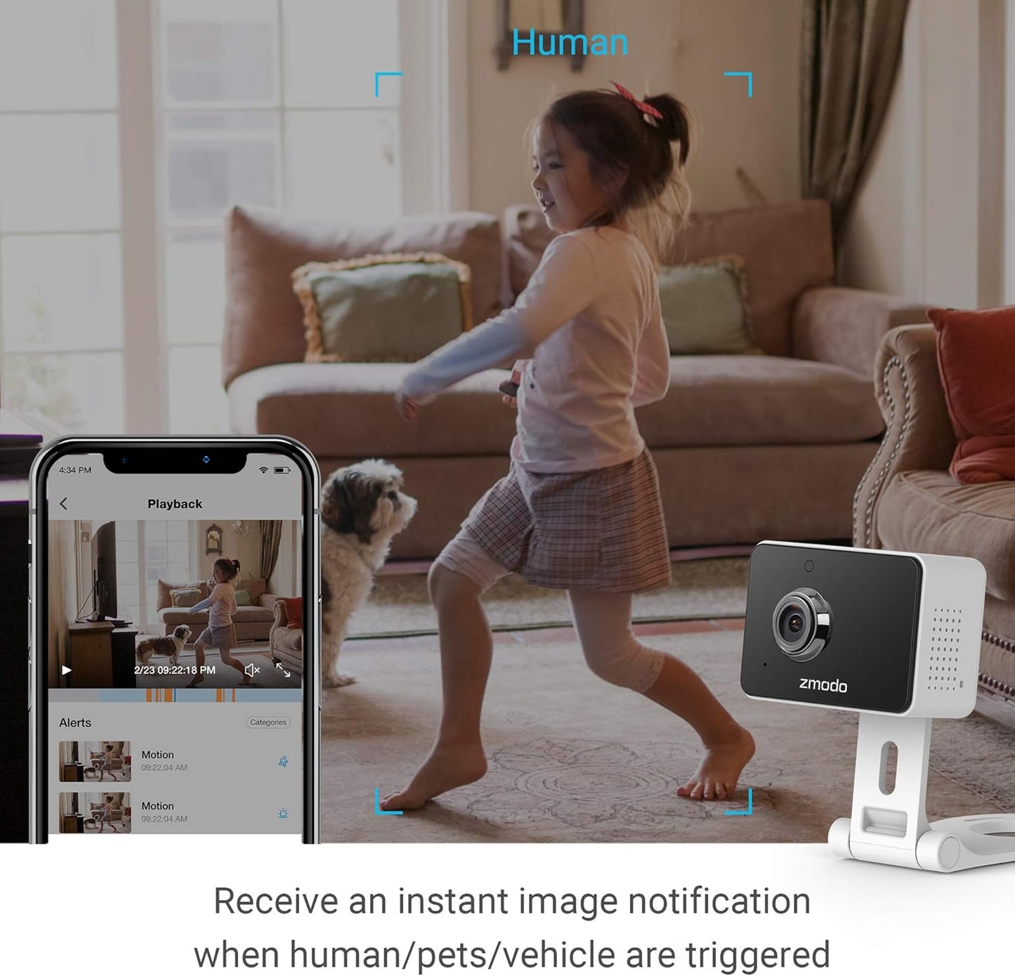 Zmodo 1080p (2 Pack) Mini WiFi Pet Camera Two-Way Audio Smart Home Camera with Night Vision, Compatible with Alexa