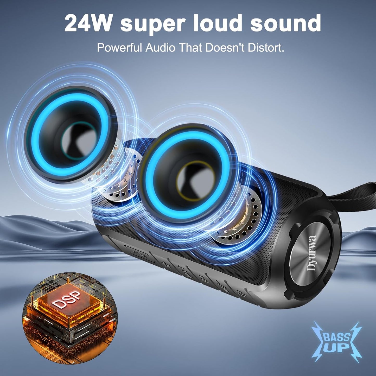 Dyurwa 360HD 2026 IPX7 12H Bluetooth Speaker with Stereo Sound, NEW Portable Wireless Speaker Waterproof, HD Call, TWS