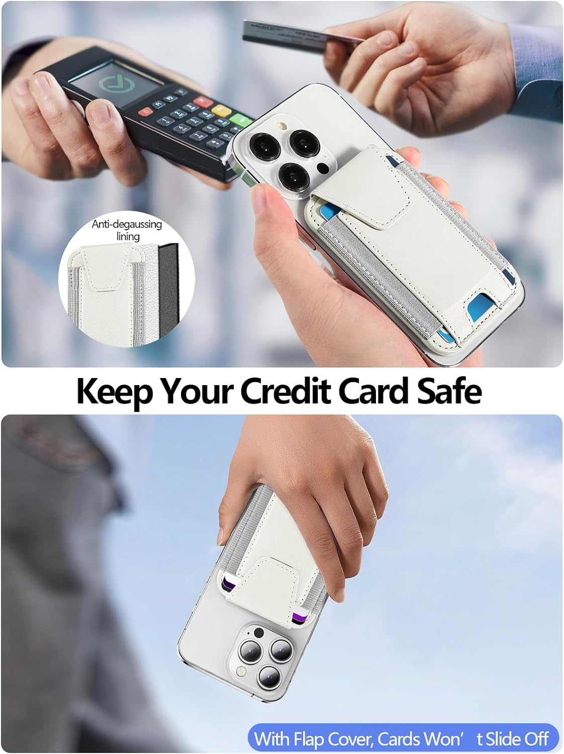 17, 16/15/14/13/12 7 Miroddi for MagSafe Wallet with Privacy Flap, Strongest Magnetic Card Holder for iPhone iPhone