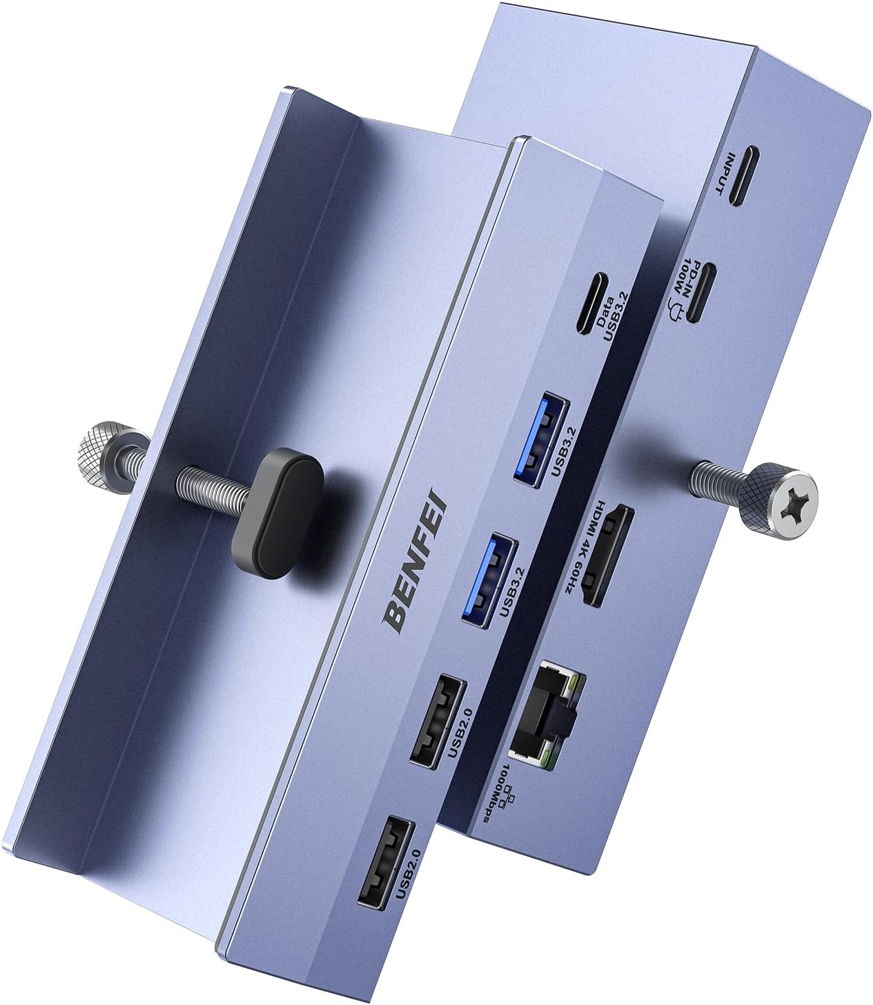 BENFEI 8-in-1 4K@60Hz 100W 10Gbps 1x 2 3.2, 2 2.0 S23, XPS17 USB C Hub with Secure Clamp Features HDMI, Gigabit