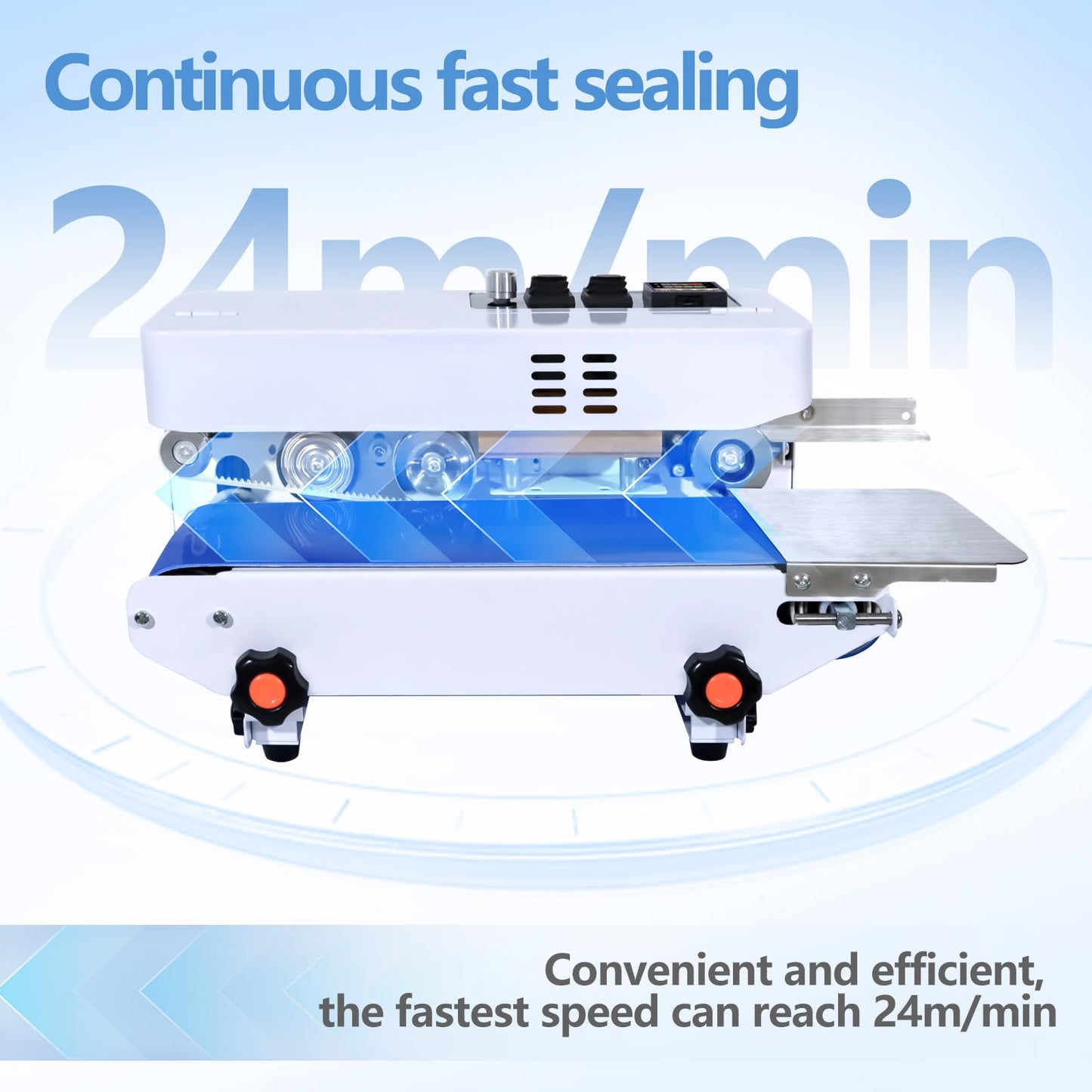 Minssine Commercial Heat Sealer Machine, Automatic Continuous Bag Band Sealing Machine with Digital Temperature Control, Adjustable Speed, Desktop Bag Sealer for Plastic Bags Films (110V/60HZ)