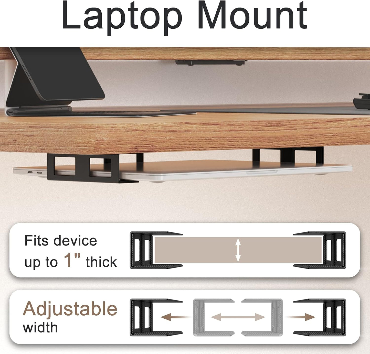 Joythink 3 Universal Under Desk Metal Mount Laptop Holder Tray with Anti-Scratch Under Table Hidden Docking Station