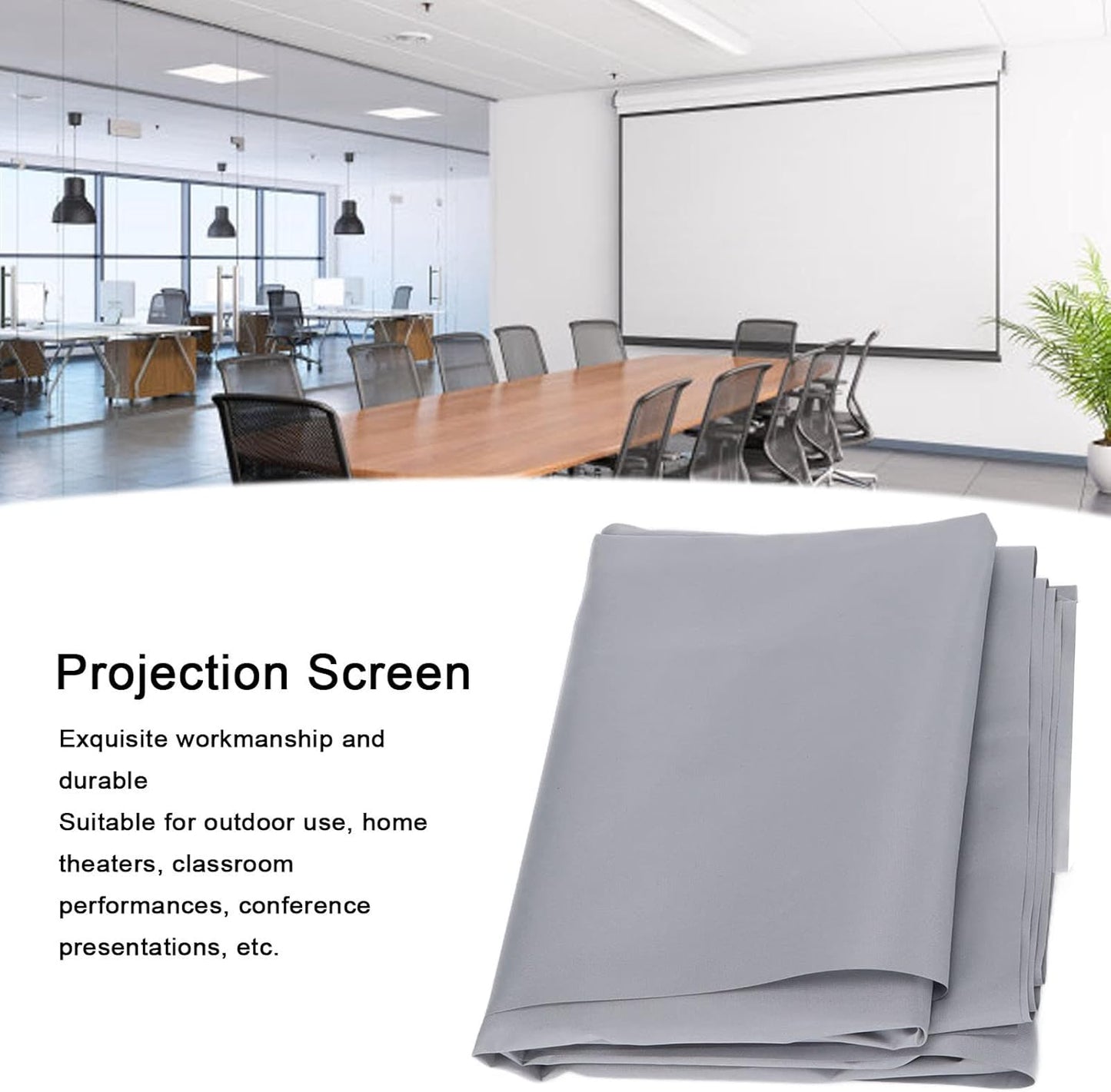 VBESTLIFE 60 Inch 4K Metal Anti Light Projector Screen Supports Projection, Foldable Portable Projection Screen