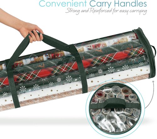 Hearth & Harbor Wrapping Paper Storage Container - Tear-Proof Organizer Holds Up to 14 Rolls | Premium Clear Design