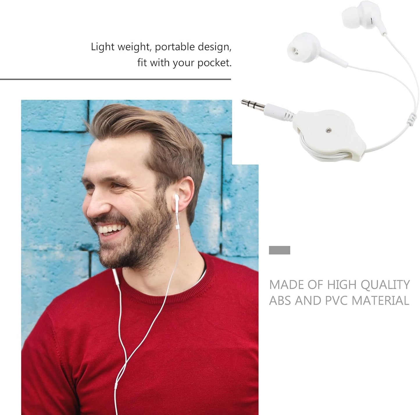Mp3 3.5mm UKCOCO Earbuds for Player Wrap Around Earphones Ear Buds Wired Wrap Around Earbuds Retractable Earphone