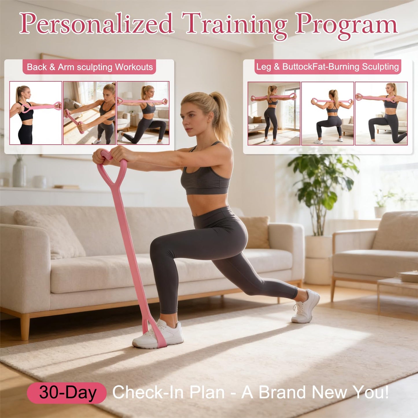 3PCS Figure 8 Resistance Bands with Handles, Resistance Bands Figure 8 Exercise Bands for Women, Working Out Arm Back Shoulder, Exercise Bands for Yoga Pilates Daily Use