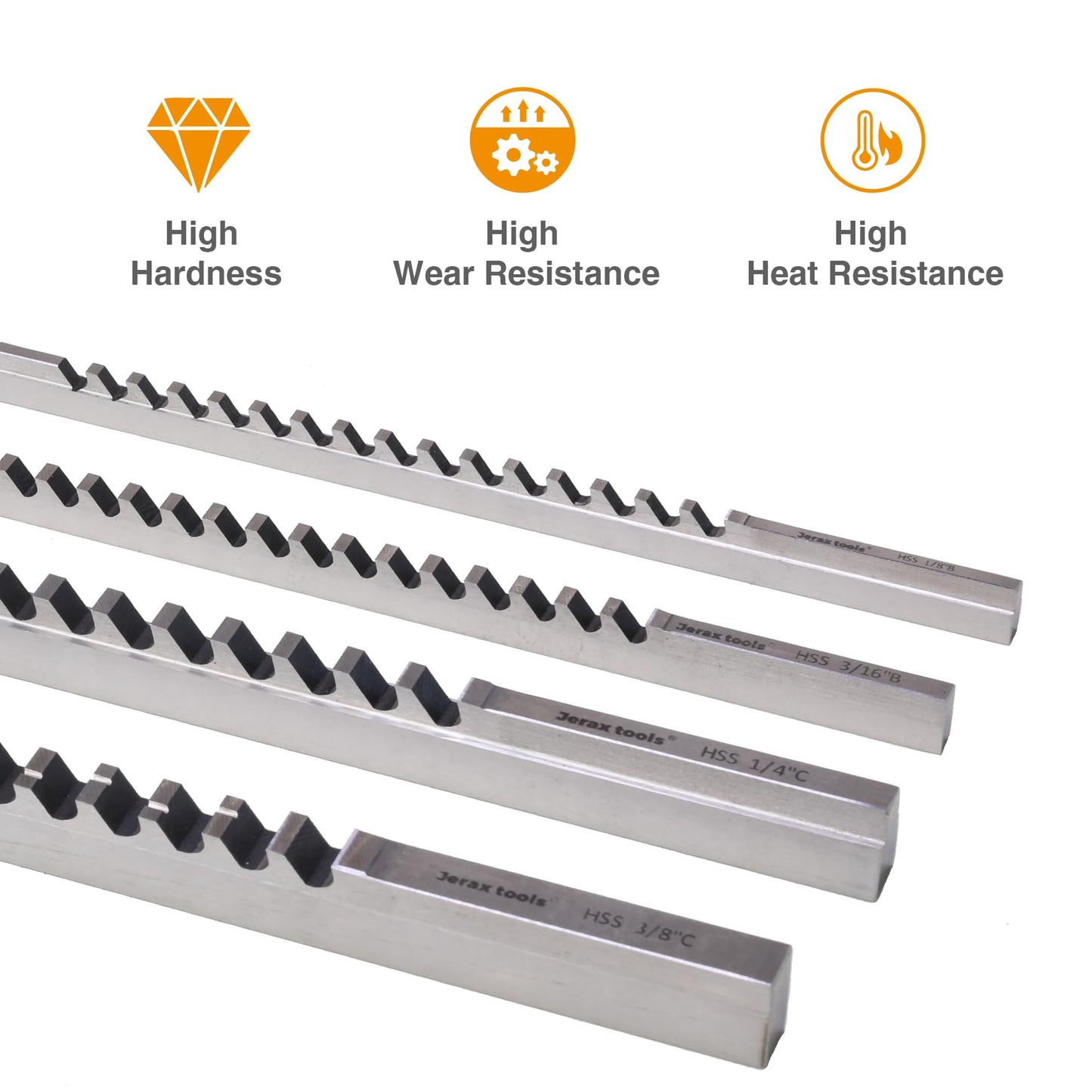 Jerax tools No.10 Keyway Broach Sets 18 Pcs Inch HSS Industrial Tools with 4 Broaches, 9 Bushings and 5 Shims