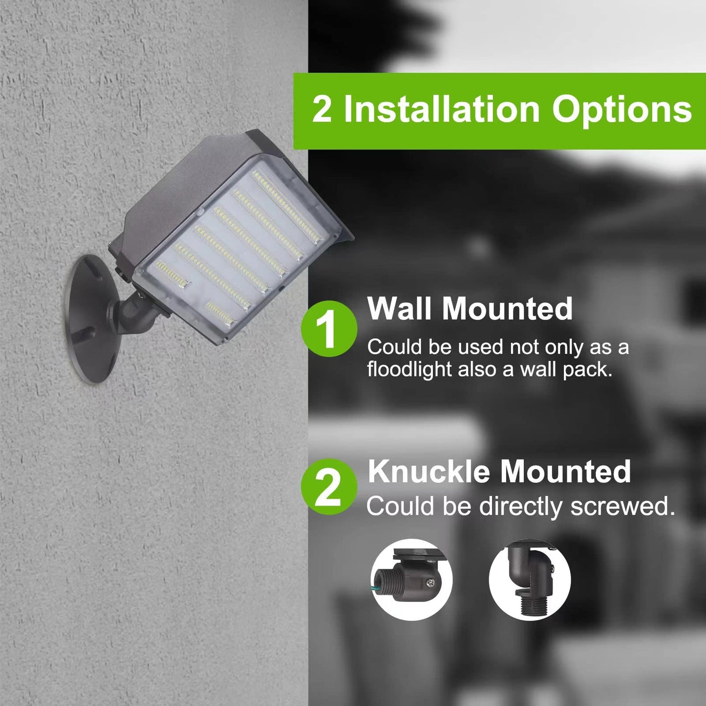 Paktonvo 100W LED Flood Light with Knuckle, Outdoor floodlight Dusk to Dawn Photocell 5000K 14000lm AC100-277V Equivalent 1000W, ETL Waterproof Wall Mount LED Security Light for Yard Garden 2 Pack