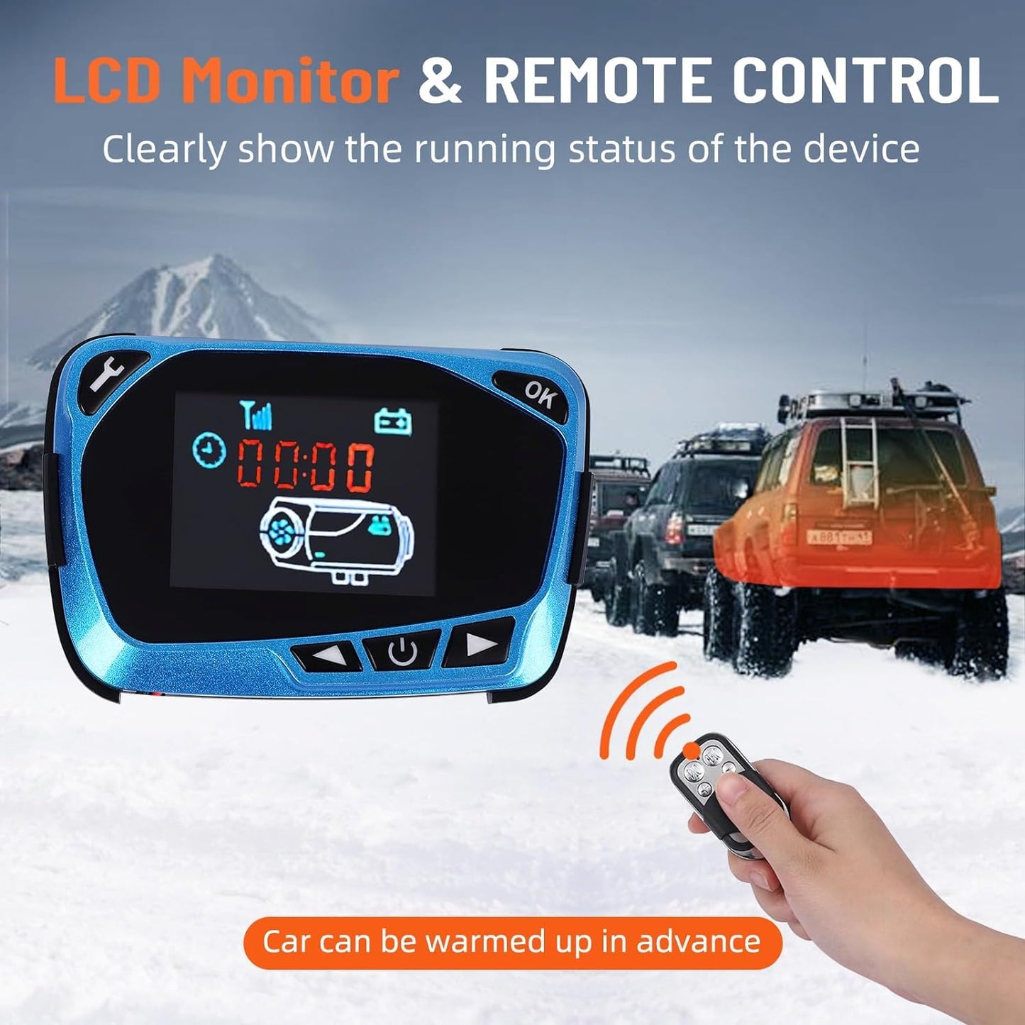 KIMORE 12V 8KW Diesel Air Heater, Remote Control and LCD Display Diesel Heater with Muffler No-Punching 9L, Aluminum Alloy Portable Diesel Heater with Knob Switch Tank for Car RV Trailer Van Boat