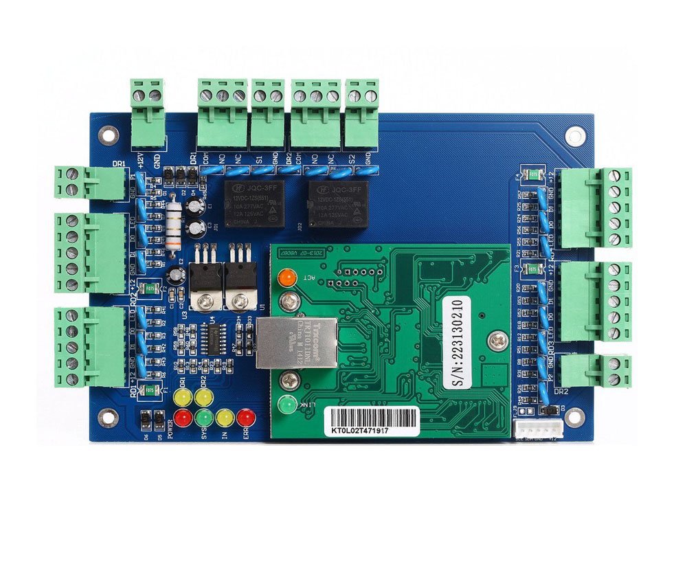 MENGQI-CONTROL 2 Door Access Control Board System 600lbs Electromagnetic Lock Infrared NoTouch Exit Button Keypad Reader 110~240V Power Supply Box USB Enroll Reader Card Key Fob APP remotely Open Door