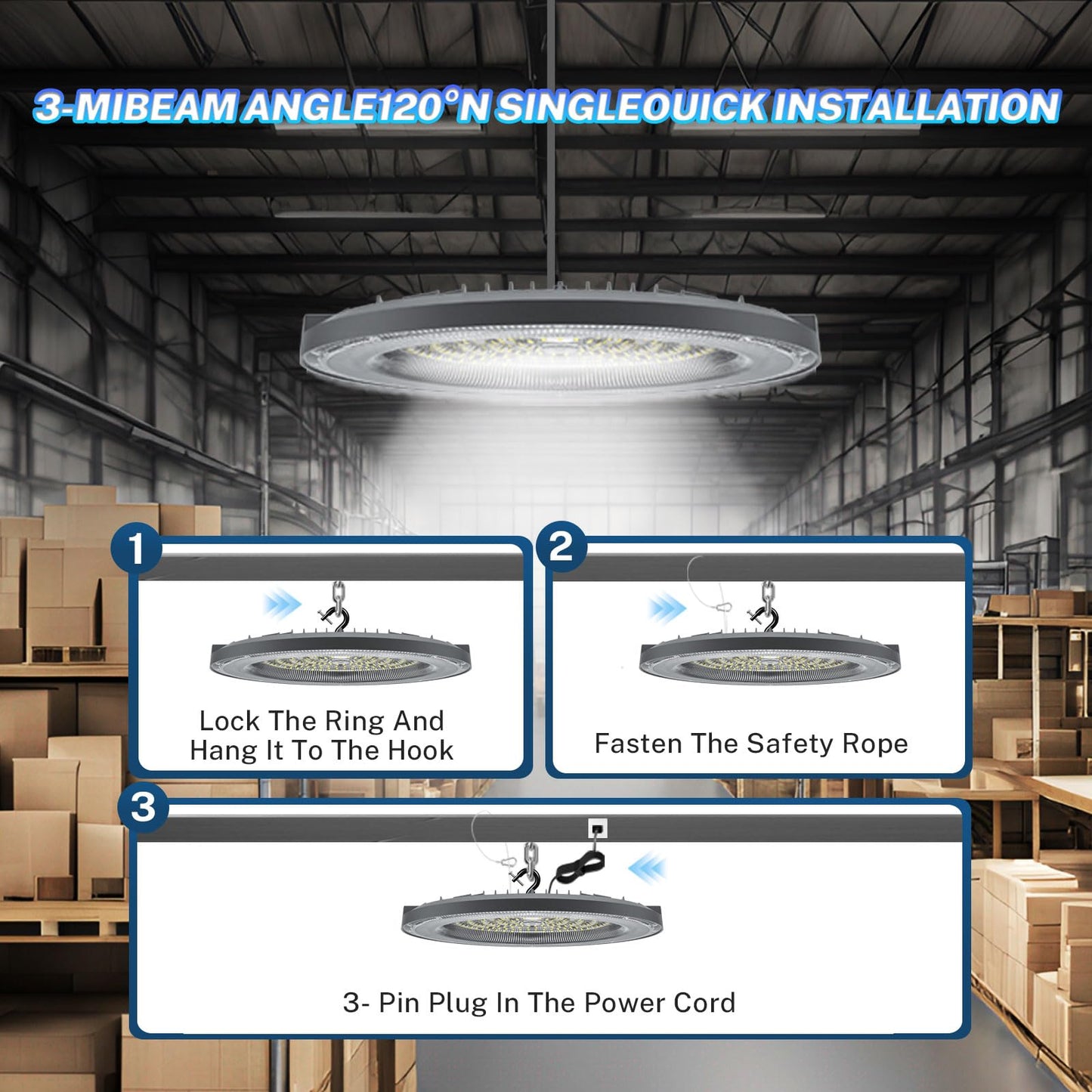 THELUX 200W 10Pack UFO Led High Bay Lights 5000K 28000LM(Equiv.800WMH/HPS), High Bay Led Shop Lights with US Plug&5Ft Cable Commercial Lighting Fixture for Warehouse,Garage,Gym,Workshop,Barn etc.