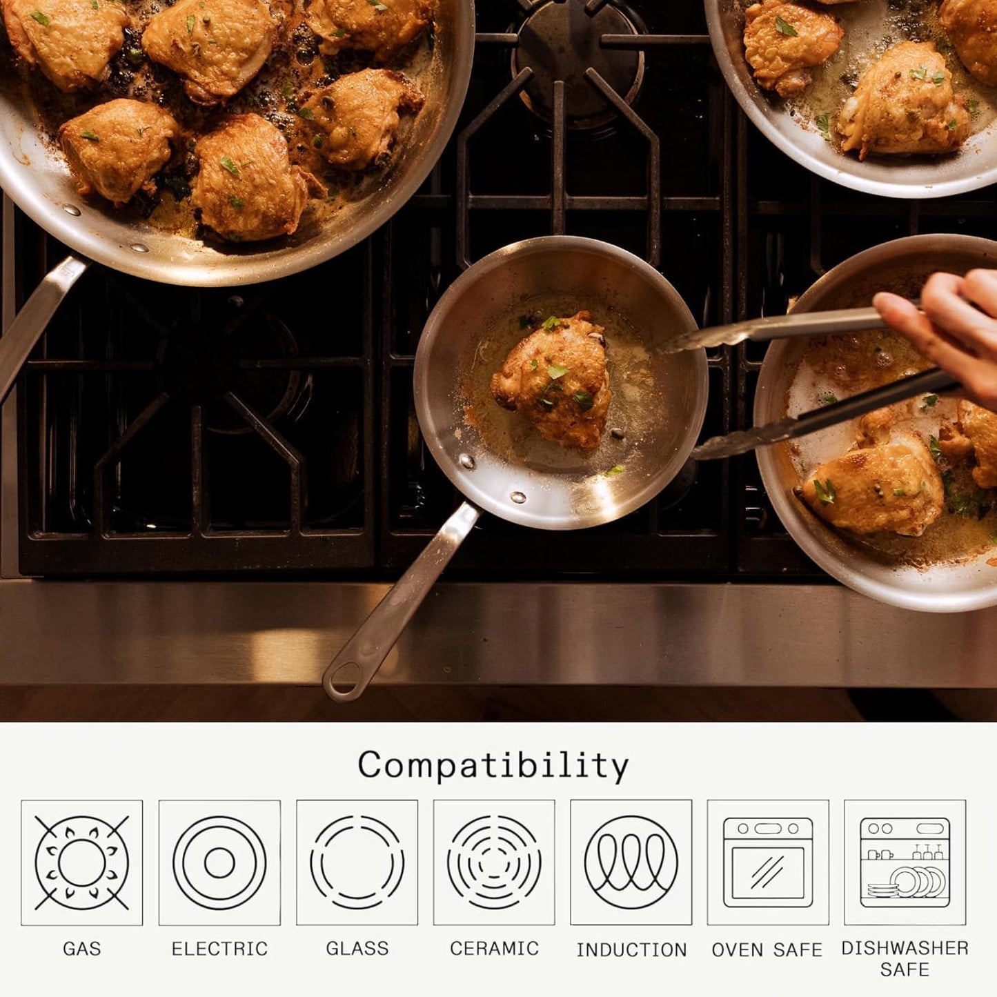 Made In Cookware | 3-Piece (Includes 8",10",12") Stainless Frying Pan Set | 5 Ply Stainless Clad | Professional Cookware | Crafted in Italy | Induction Compatible