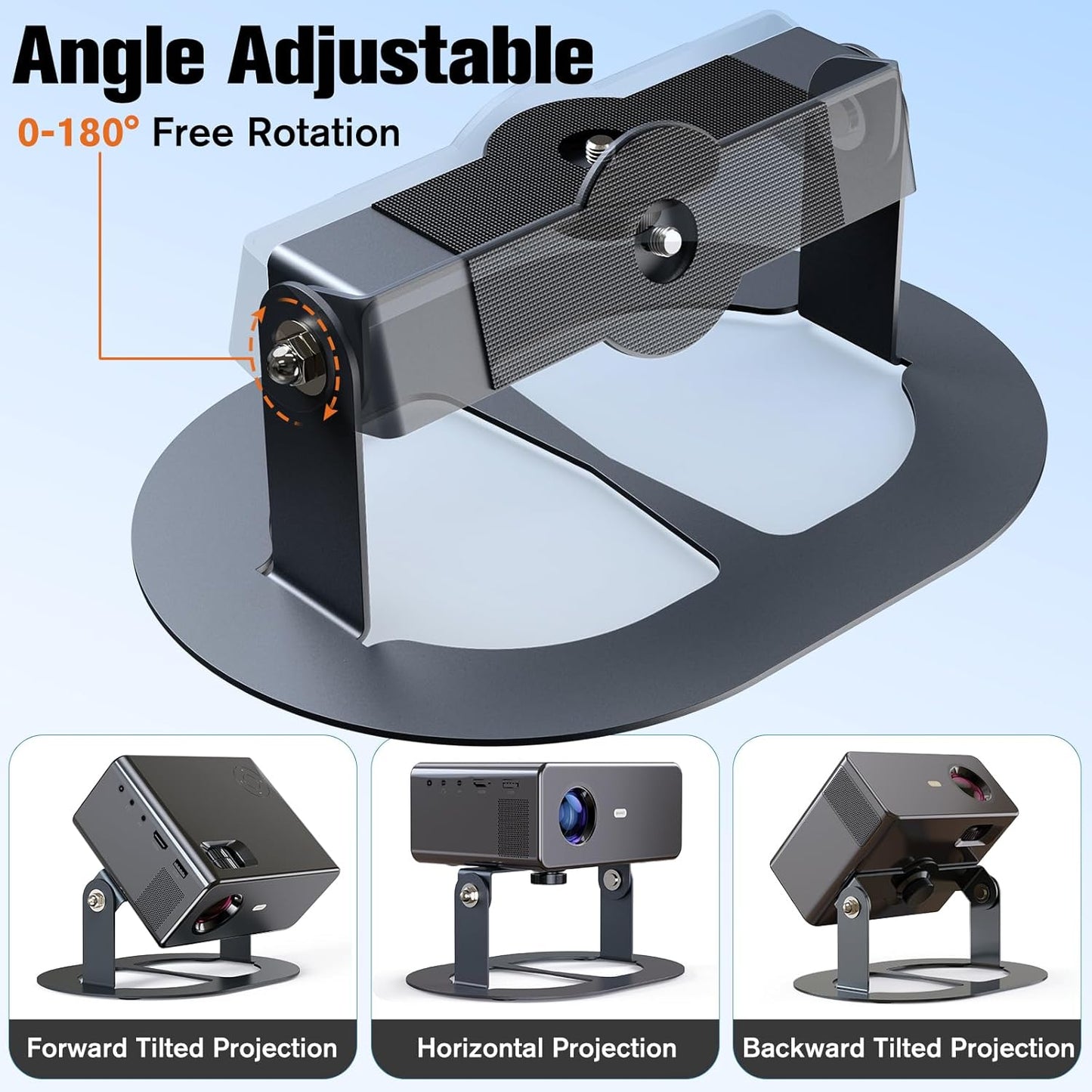 1/4" Setup DAWASAPAT Desktop Projector Stand Table, MINI Tabletop Projector Holder Mount with Screw & Cable Ties, Easy