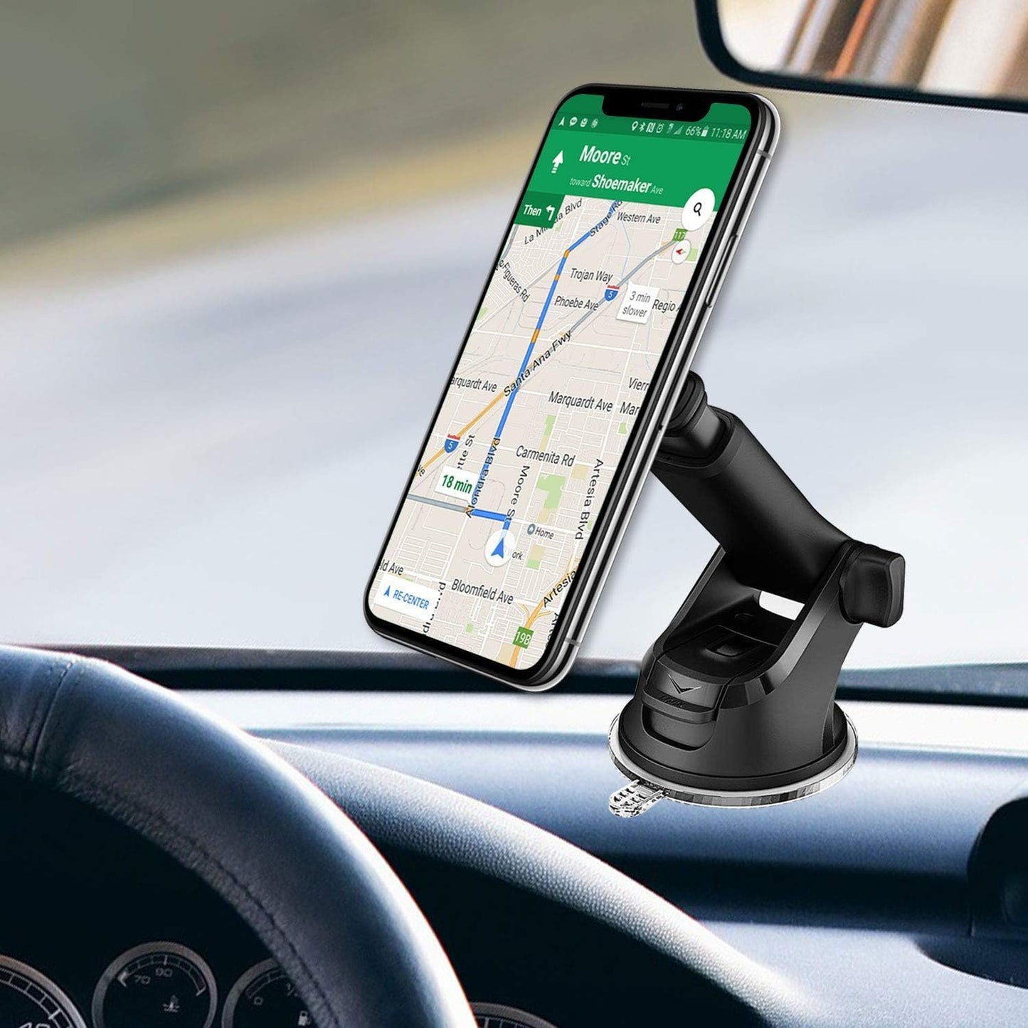 CarsMinders 360 Magnetic Phone Mount for Car Industrial Suction Cup Dashboard & Windshield Holder with Telescopic Arm