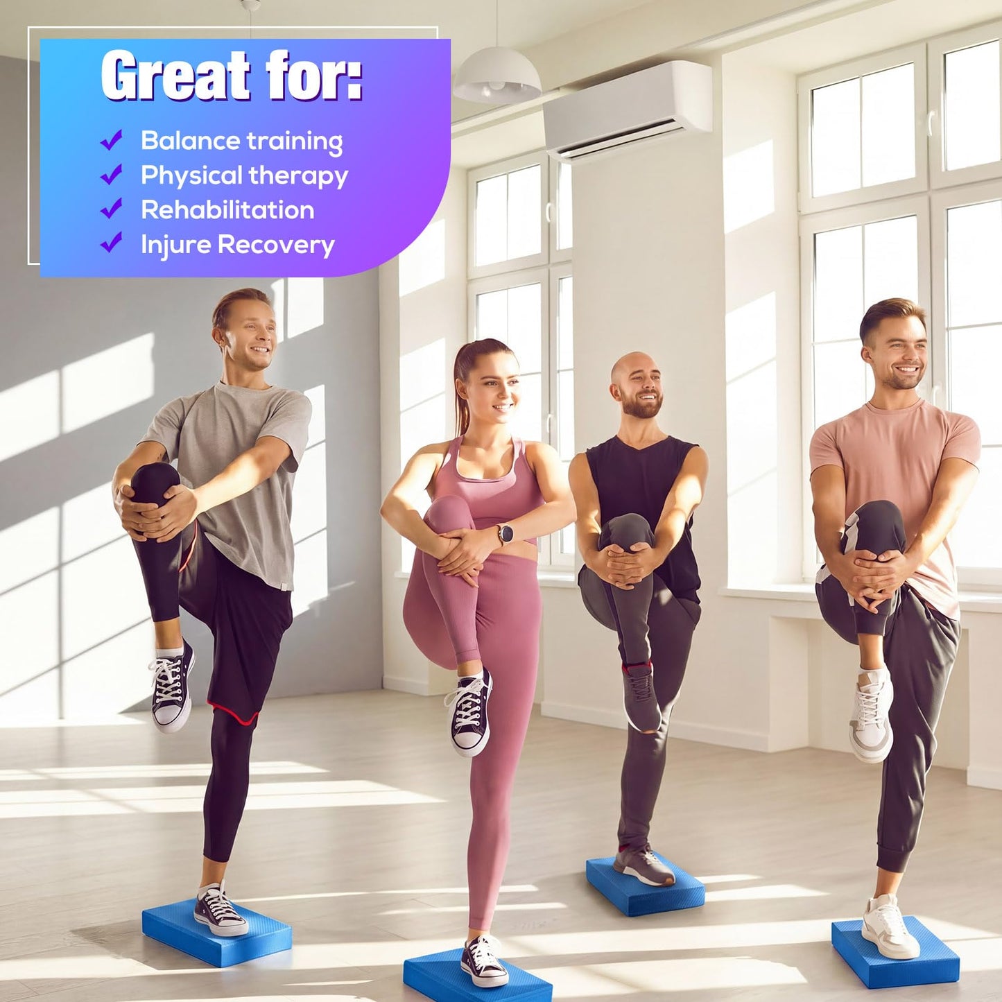 Hanaive 2/4/6 Pcs Balance Pad Foam Pad 11.81 x 7.87 x 1.97 Inch Yoga Mat Non Slip Cushion Exercise Knee Mat for Fitness Stability Stretching, Pilates, Physical Therapy, Core Trainer(Blue,2 Pcs)