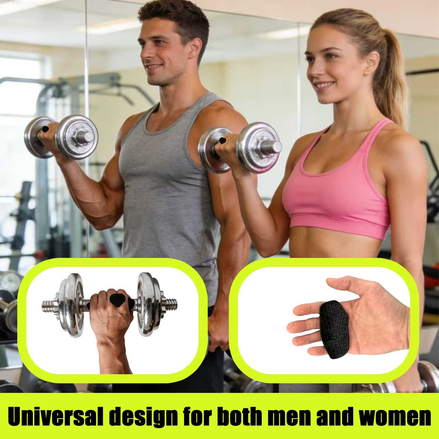 Silicone Gym Grips for Weight Lifting, Anti Slip Workout Grips for Women Men, Palm Protection Gym Hand Grips Alternative, Rubber Weightlifting Grips Pads for Barbell, Pull Up, Training