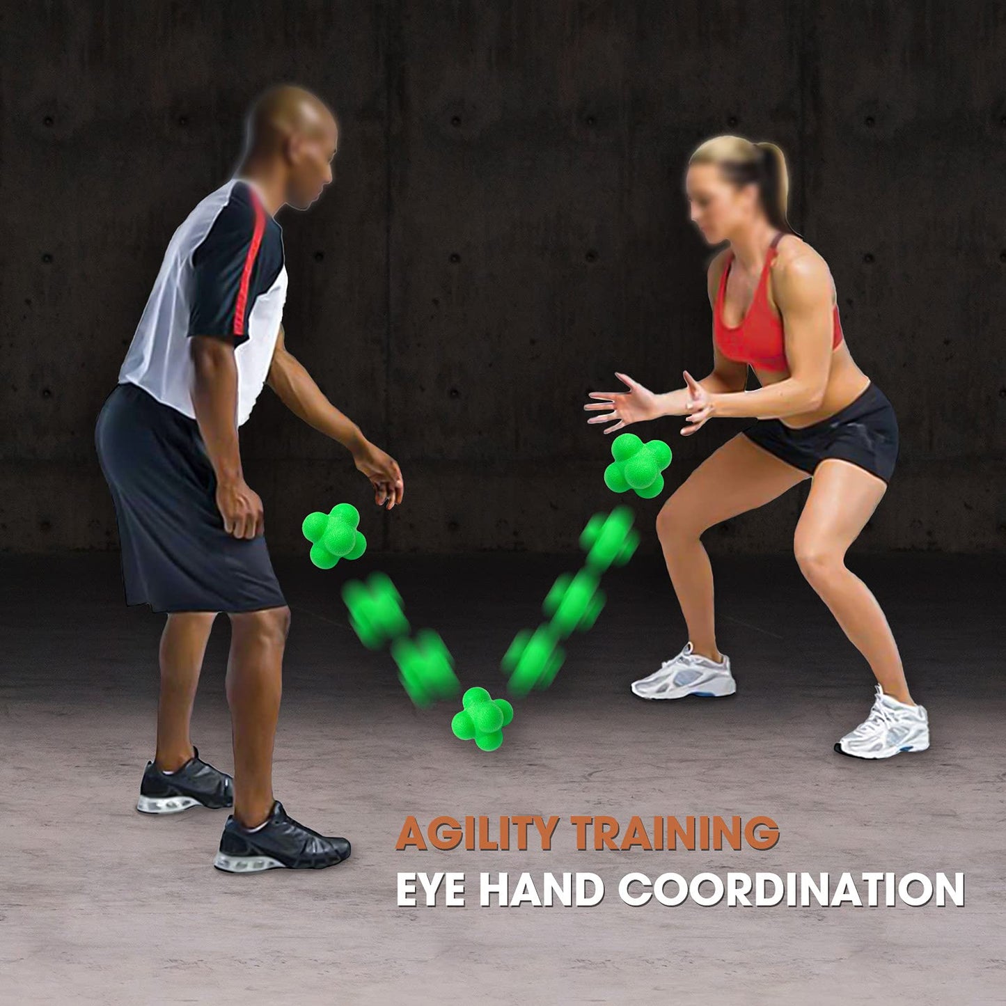 AIRLAXER Reaction Ball,Reflex Ball for Hand Eye Coordination Training,2.83 inch,Pack of 3-Orange,Blue,Grey.