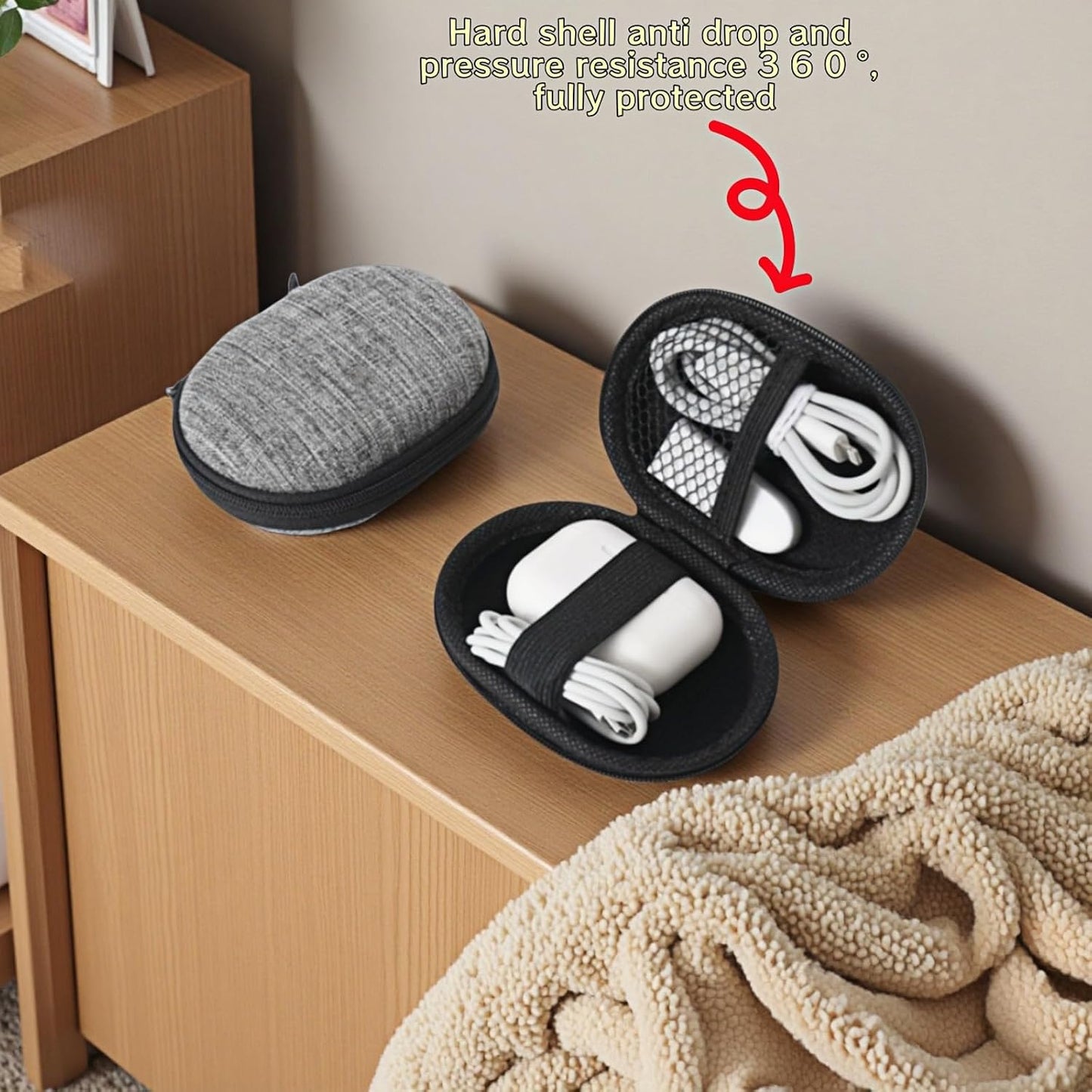 Chinshwehaw Electronic Accessories Organizer Bag: EVA Hard Shell Shockproof, Hard Shell Tech Organizer Case - Water