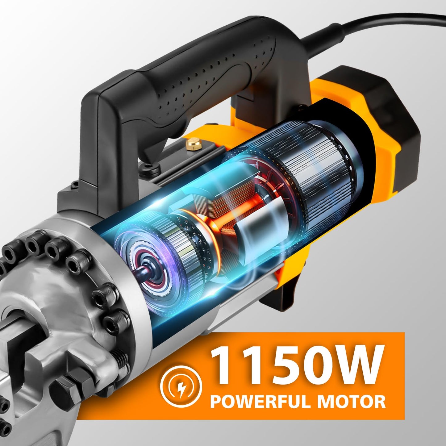 HUOTUO 7/8" Electric Hydraulic Rebar Cutter 2-2.5s Cutting Speed Portable Rebar Cutter Cutting Rebar 4-22mm #7 1150w 120v/60hz (RC22-yellow)
