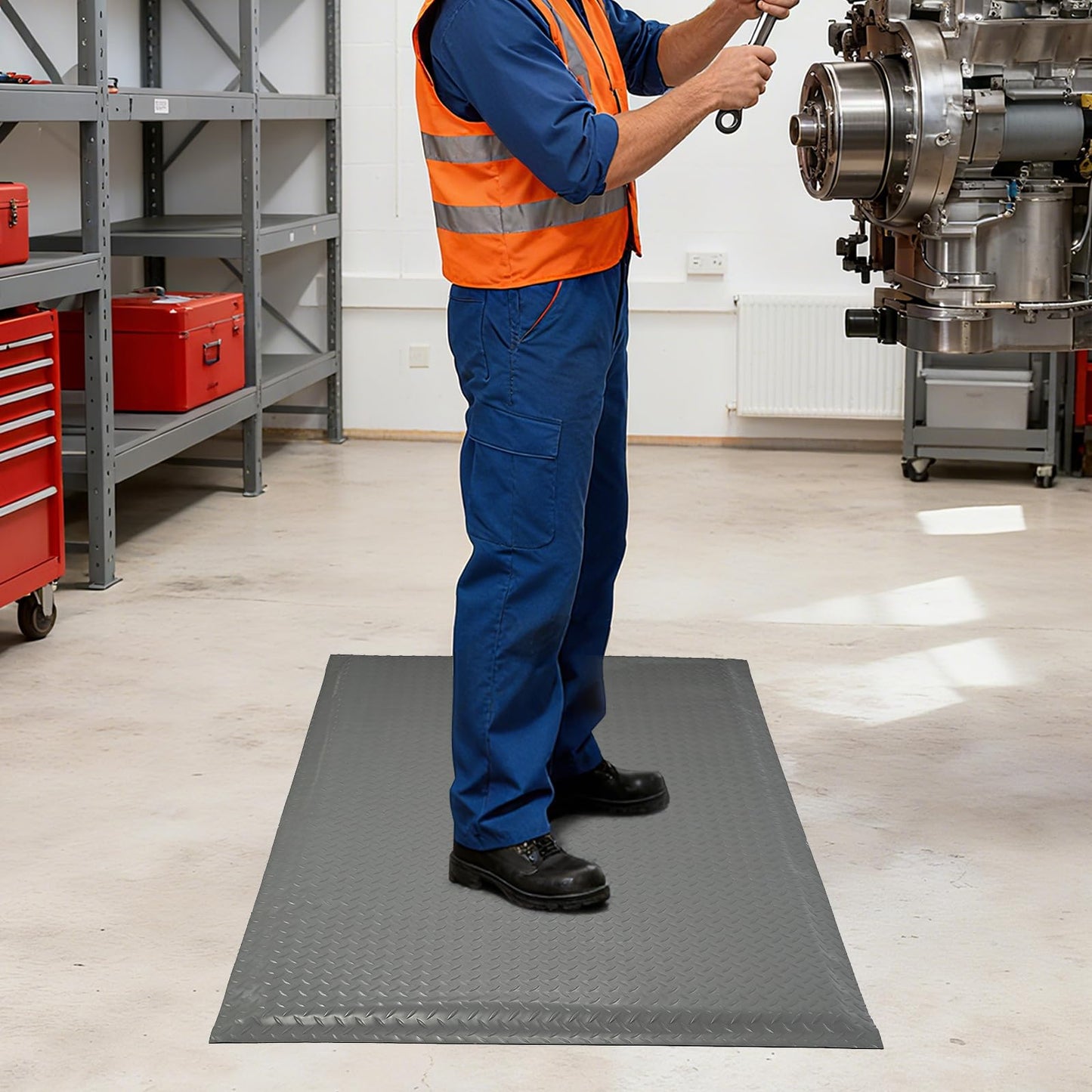 ISXACFF Anti Fatigue Mats Industrial 3' x 6' 15/16" Thick Ergonomic Standing Mat Commercial Kitchen Mat Heavy Duty Diamond Plate Shop Floor Mats Helps Relieve Back and Leg Soreness, Grey