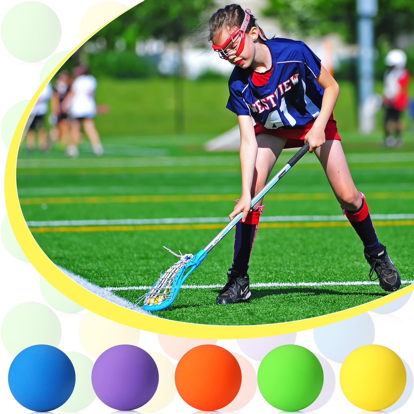 Sosation 50 Pack Lacrosse Ball Bulk 2.5 Inch Soft Rubber Motivational Stress Relief Massage Balls Myofascial Release Tools Muscle Knot Remover(Bright Color)