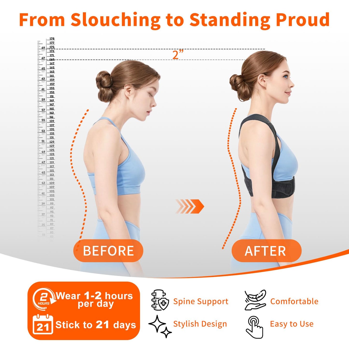Posture Corrector for Women, Adjustable Upper Back Brace with Enhanced Support, Invisible Under Clothes, Breathable Back Straightener for Neck, Back Pain Relief, Correct Hunchback, Slouching (Small)