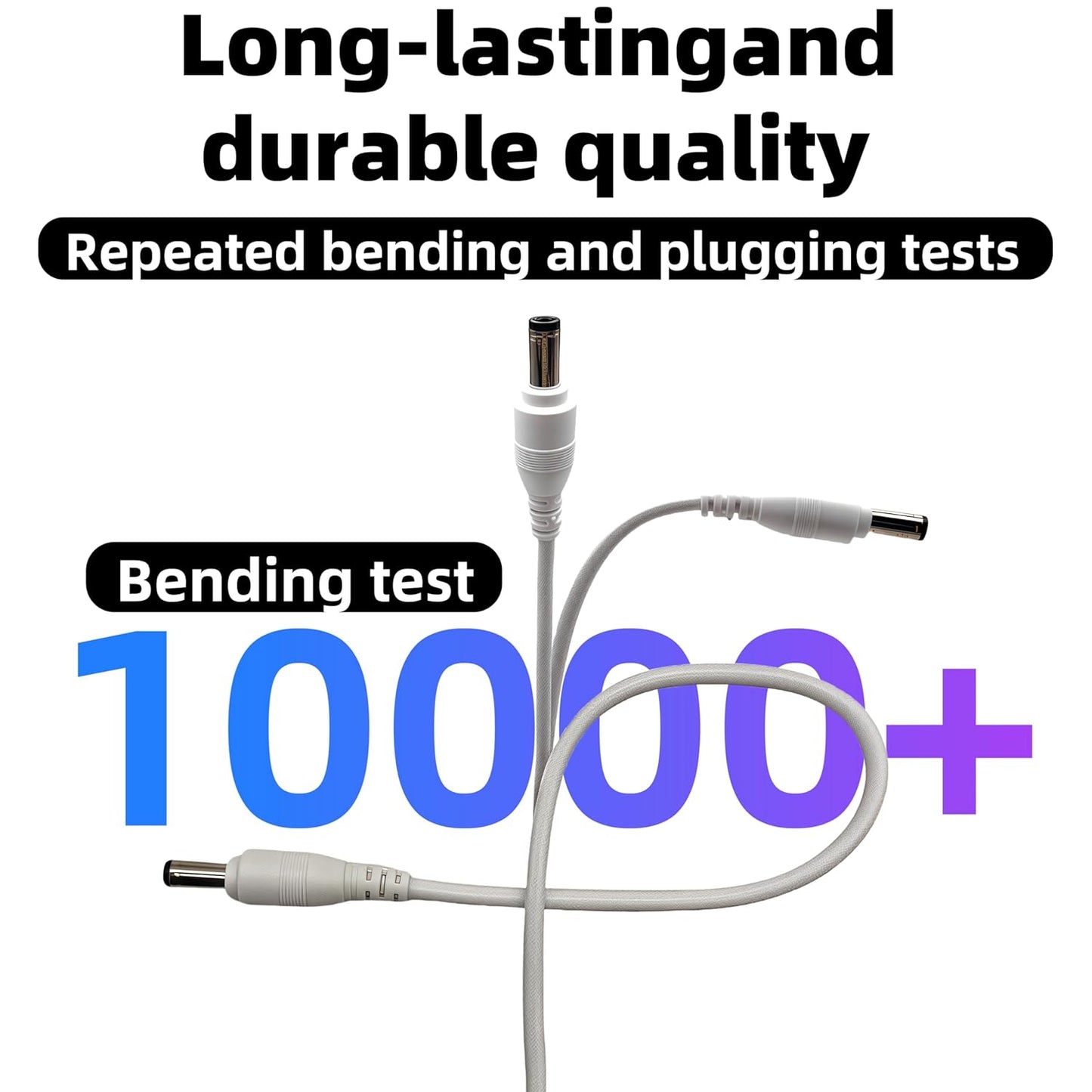 LETONDA 5.5mm 2.1mm, (1, 3.3 DC Power Extension Cable, x Security Camera Power Cord, White ft)